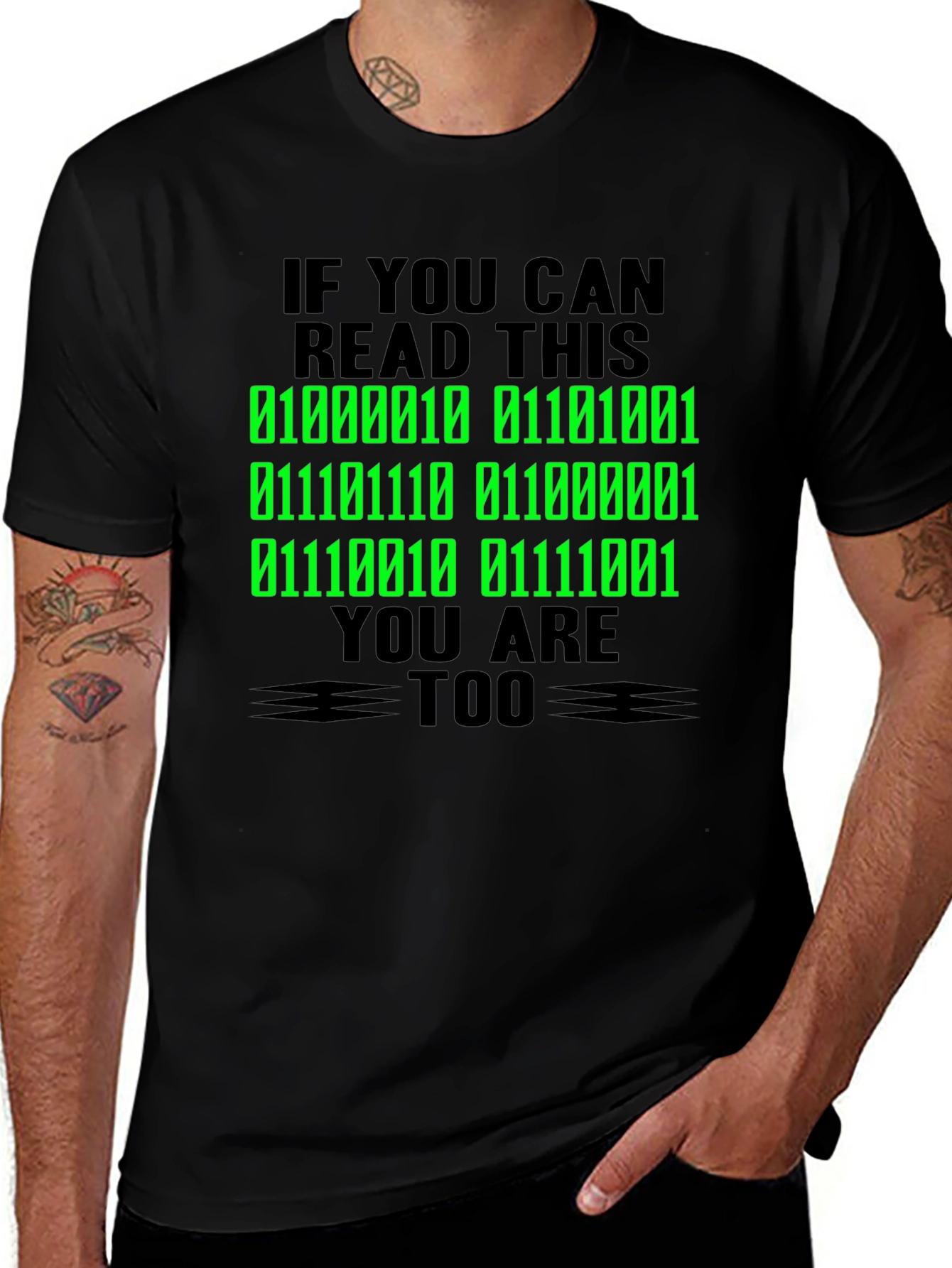 Variant 12 of Binary Code T-Shirt - "If You Can Read This You Are Too"
