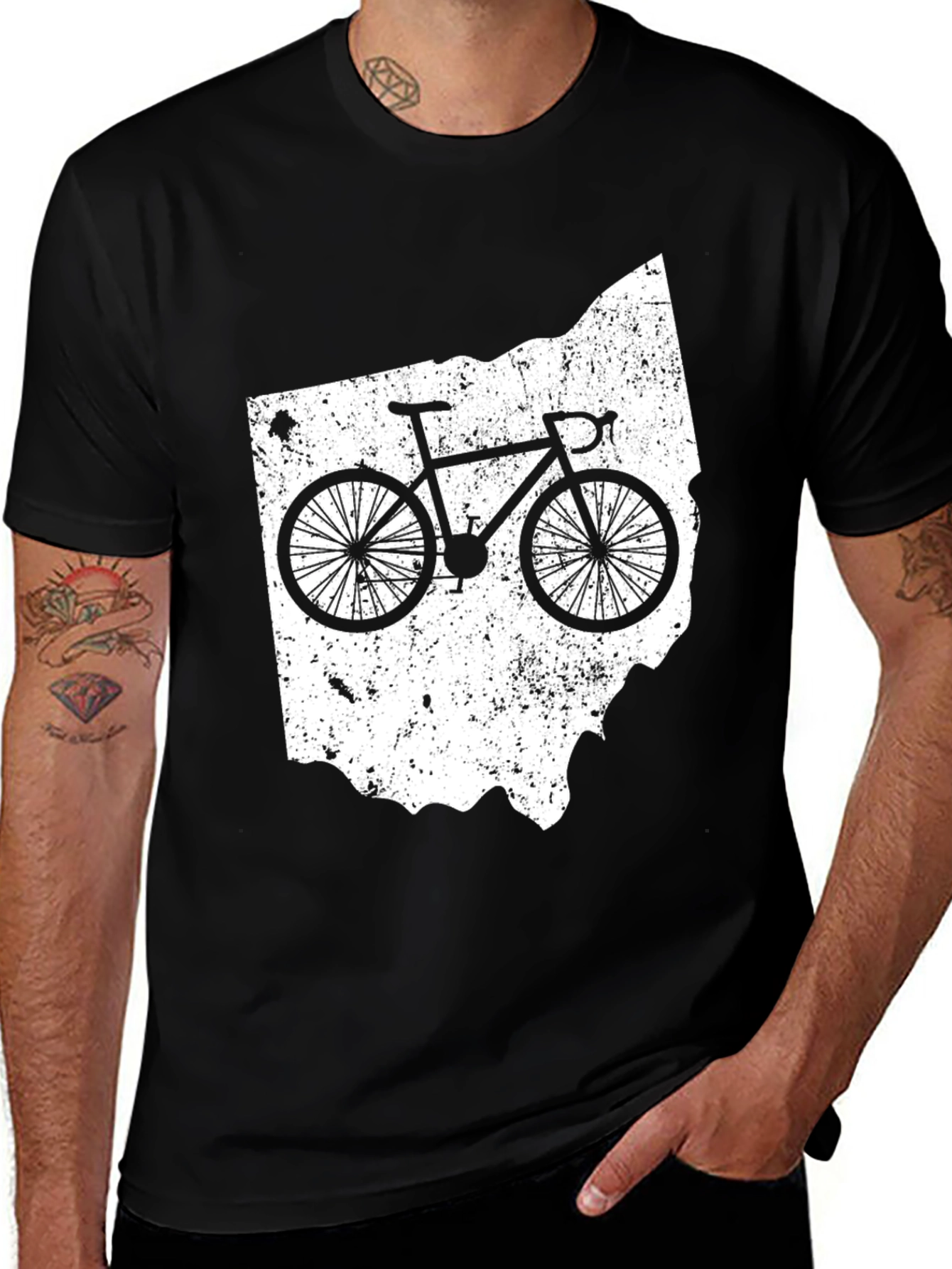 Variant 19 of Ohio Bike Graphic Tee - State Pride Cycling Shirt