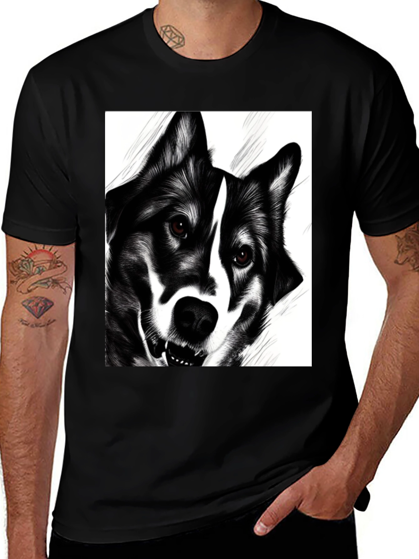 Variant 17 of Dog Graphic Black T-Shirt