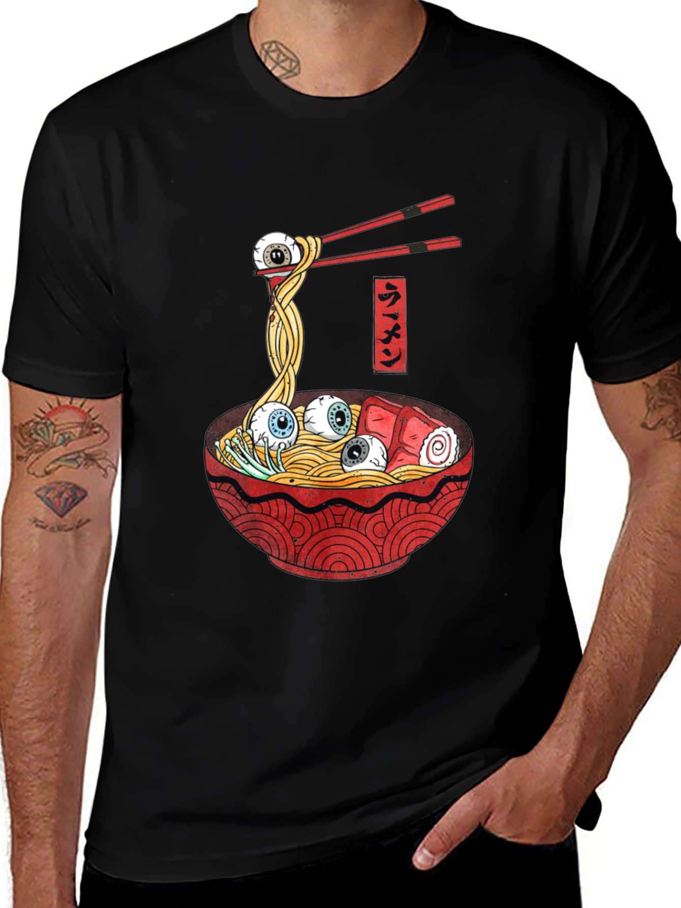 Variant 20 of Ramen Eyeball Graphic T-Shirt - Creepy Cute Design