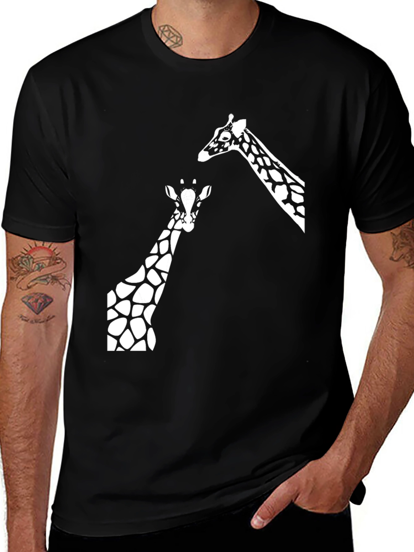Variant 19 of Giraffe Graphic Tee - Black Cotton T-Shirt