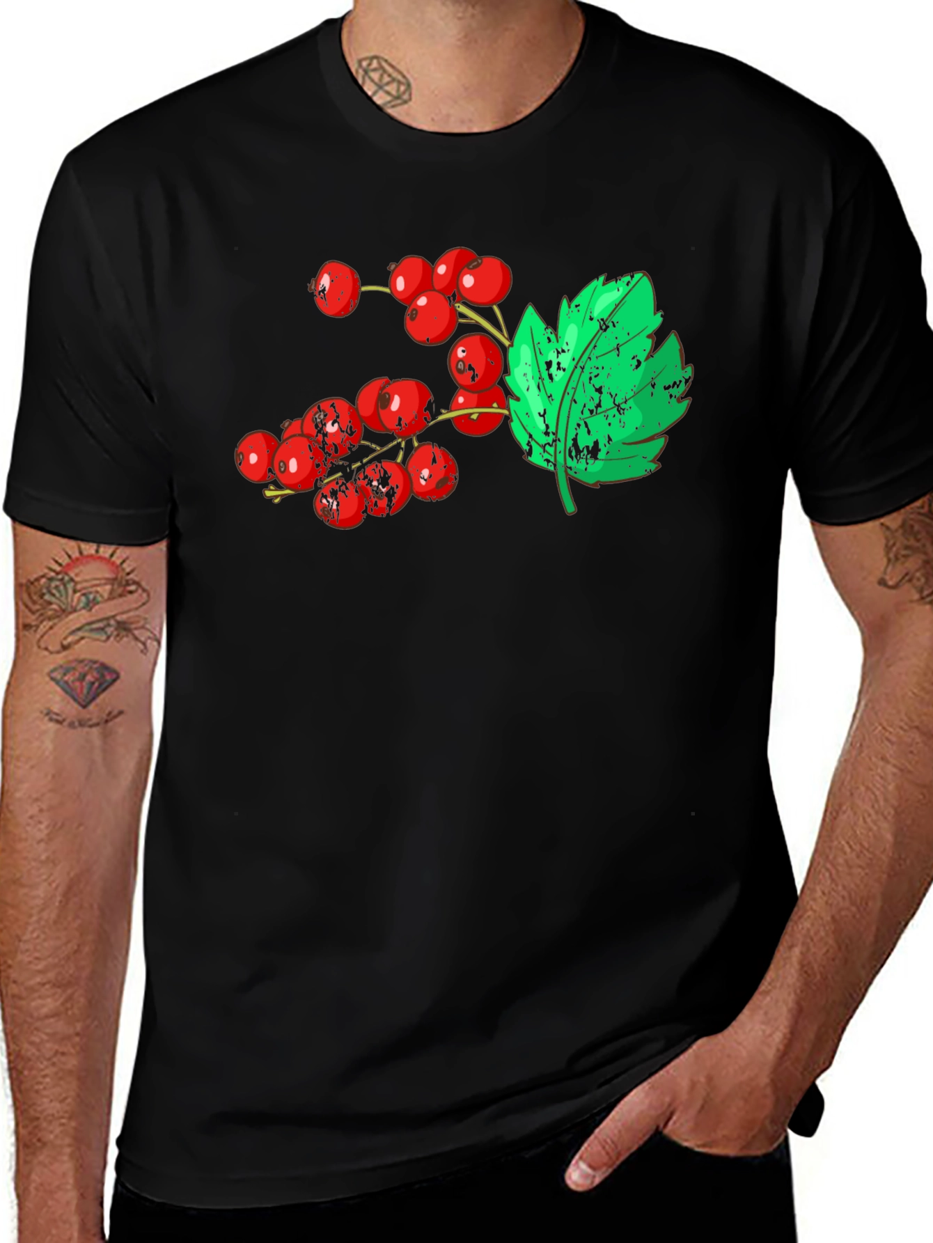 Variant 13 of Berries & Leaf Graphic Tee - Casual Comfort