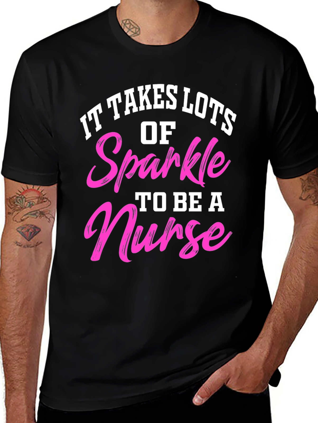 Variant 14 of Sparkle Nurse Black T-Shirt - Unisex