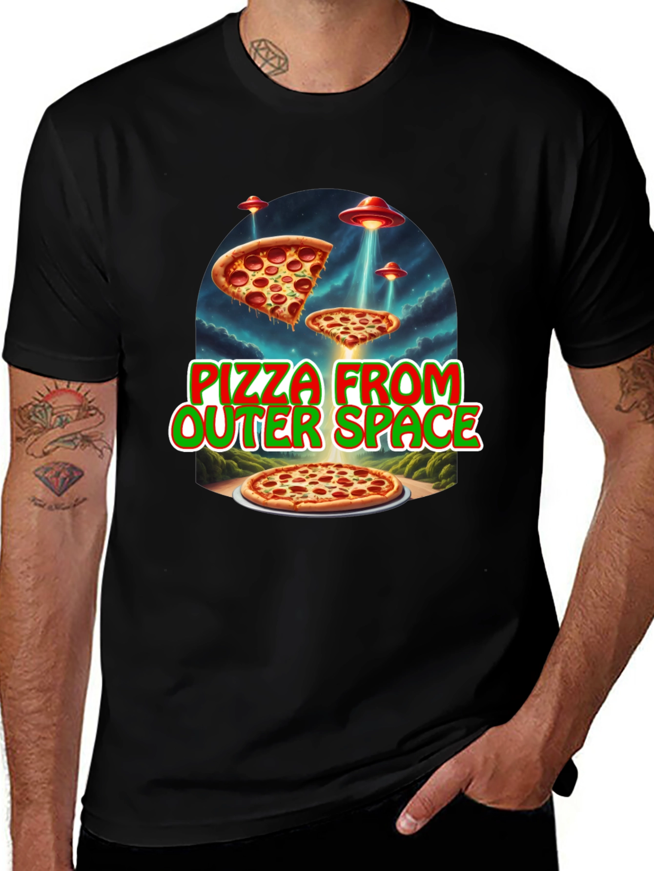 Variant 23 of Pizza From Outer Space Graphic Tee