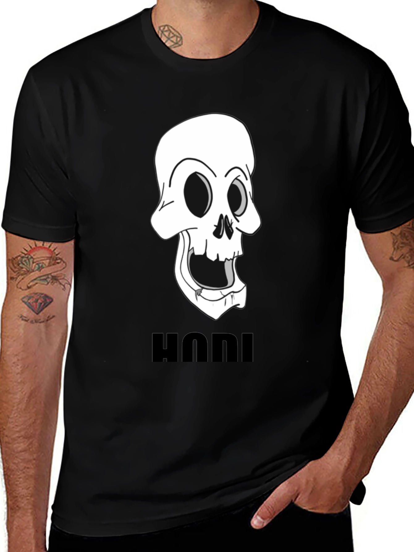 Variant 30 of Skull Cartoon Graphic Black T-Shirt