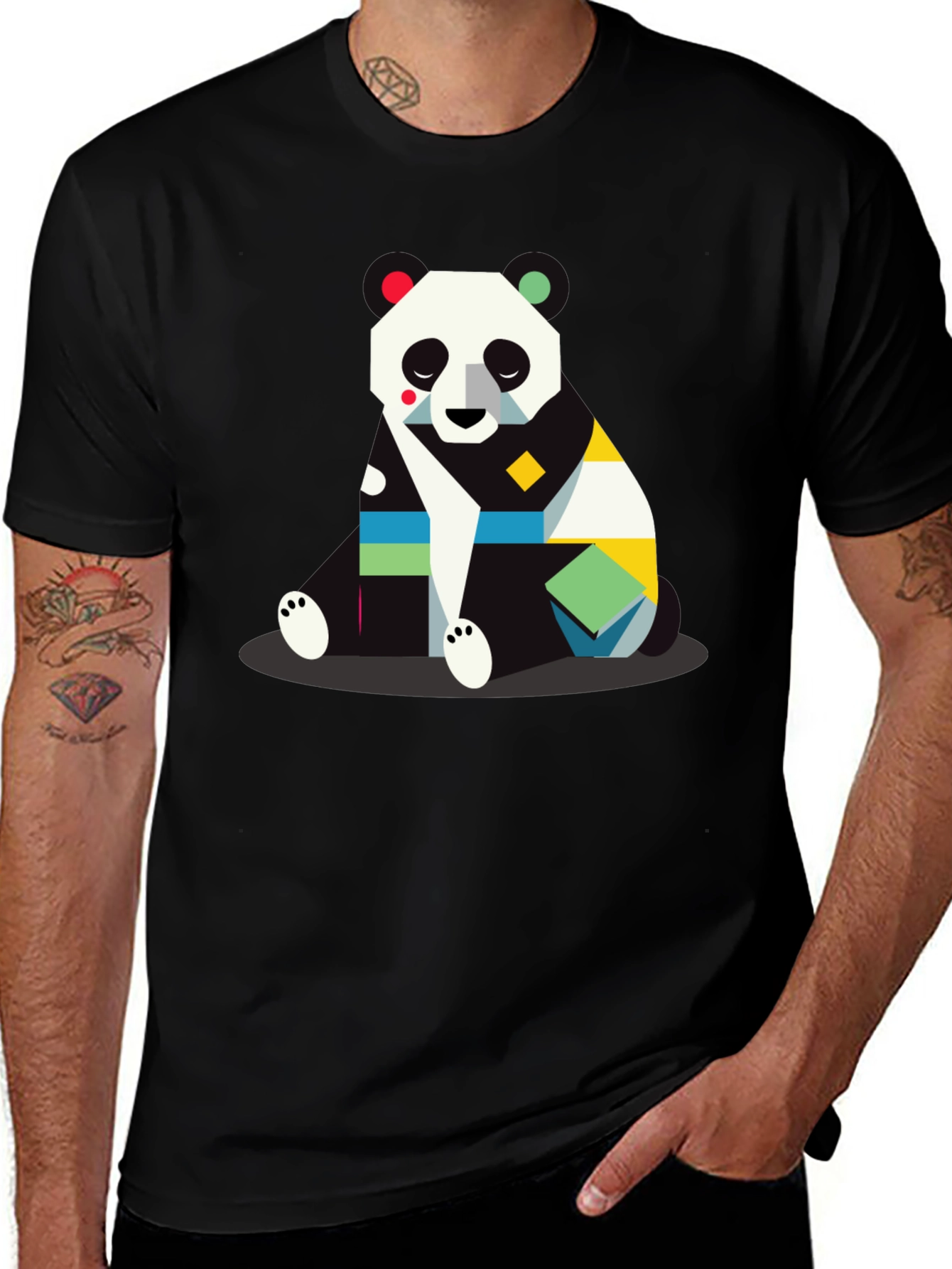 Variant 28 of Geometric Panda Black Graphic T-Shirt