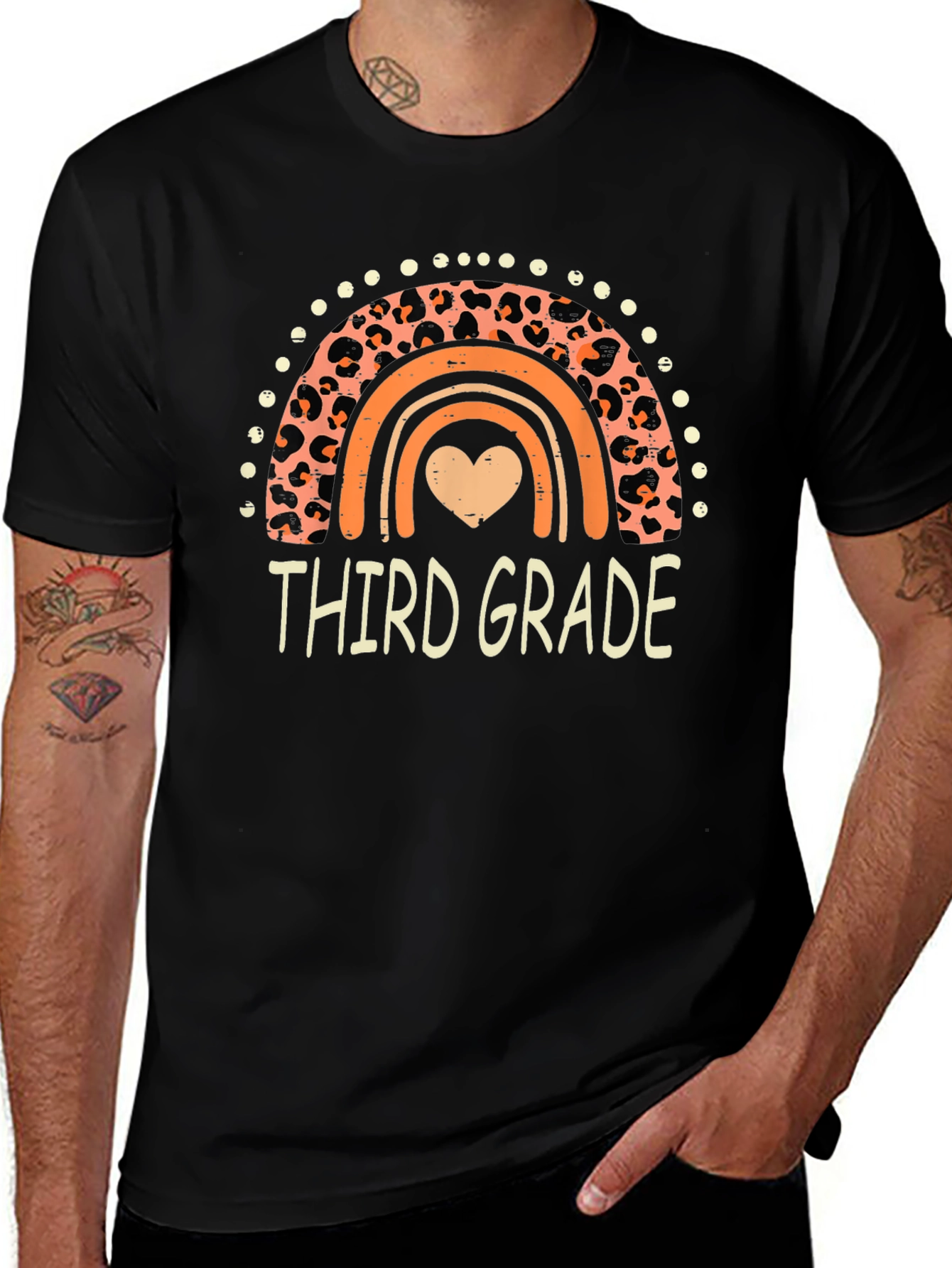 Third Grade Rainbow Leopard Print T-Shirt