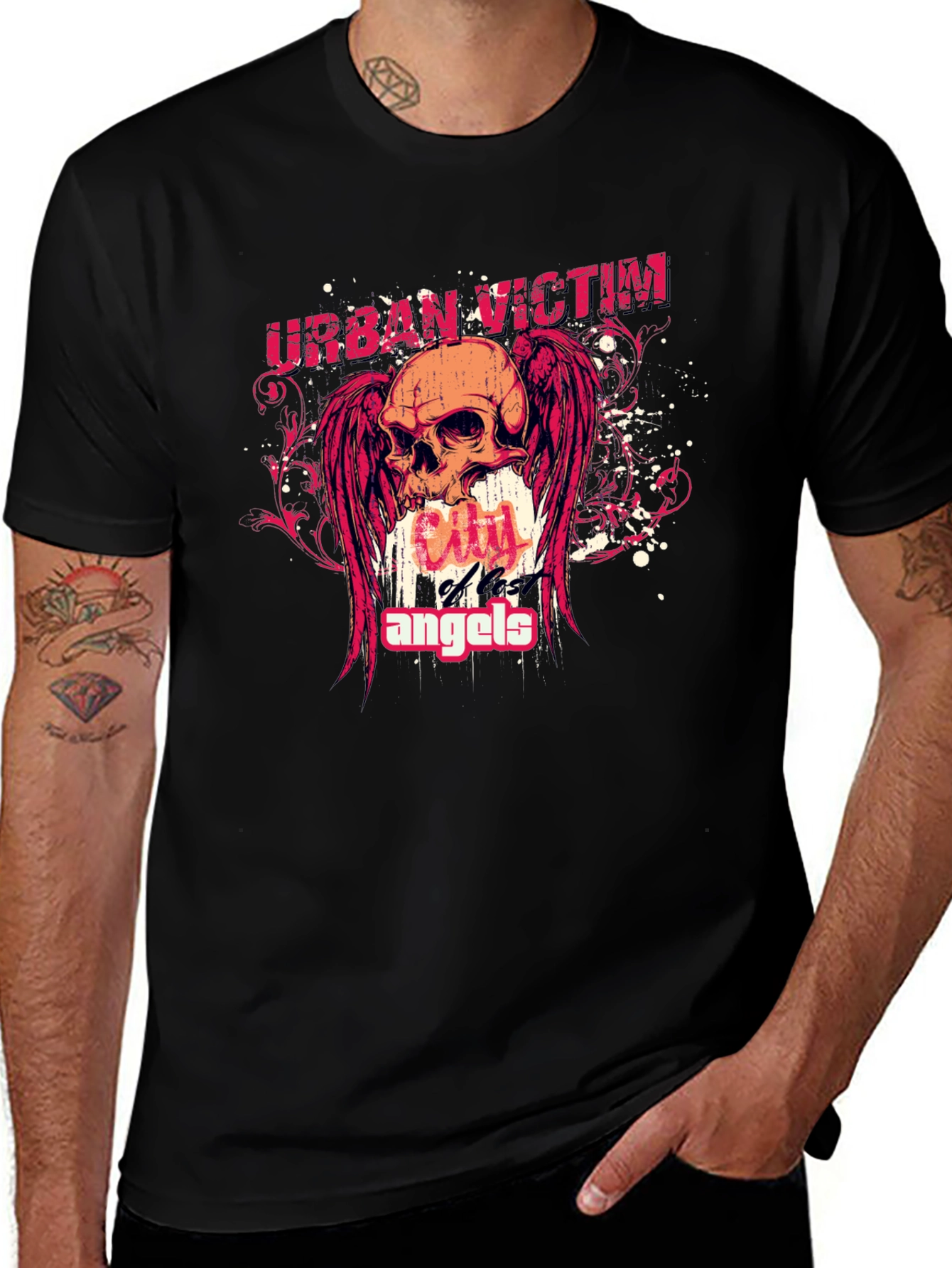 Variant 11 of Urban Victim Skull Graphic Black T-Shirt