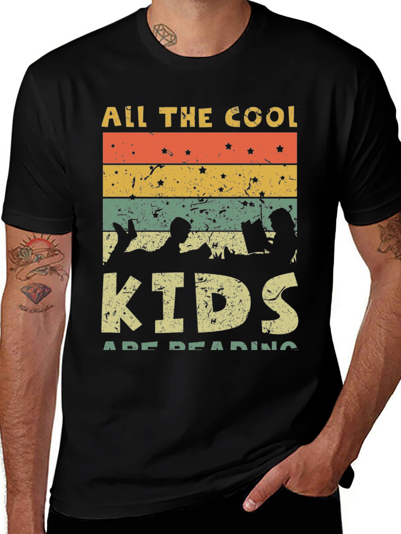 Variant 21 of Cool Kids Reading T-Shirt Retro Design