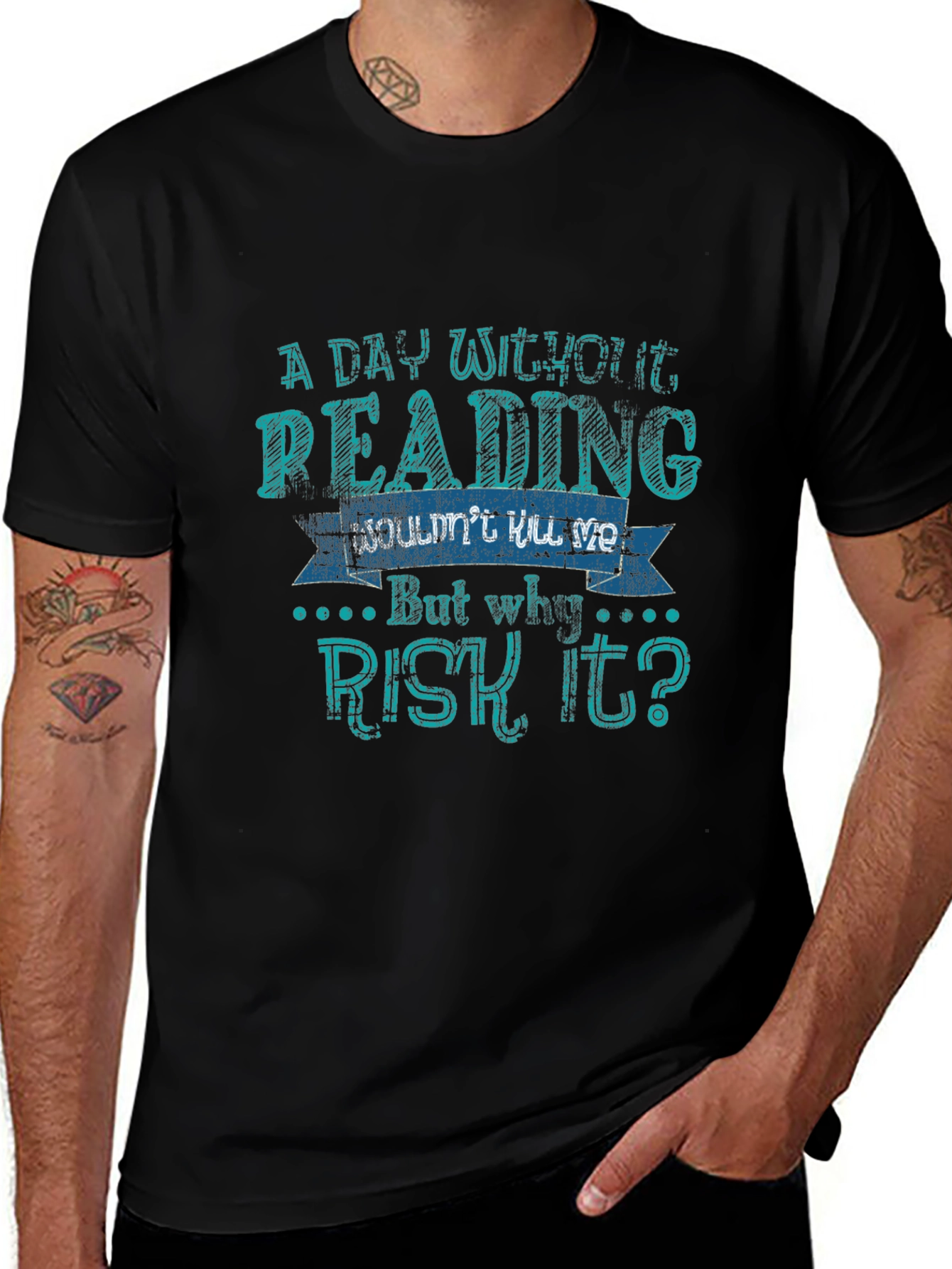 Variant 9 of Funny Reading T-Shirt - A Day Without Reading