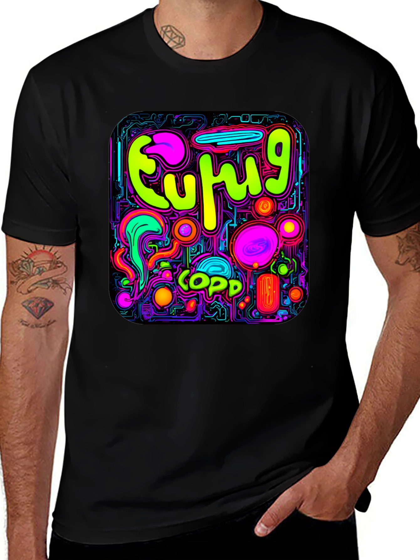 Variant 9 of Neon Euphoric Pattern Graphic T-Shirt