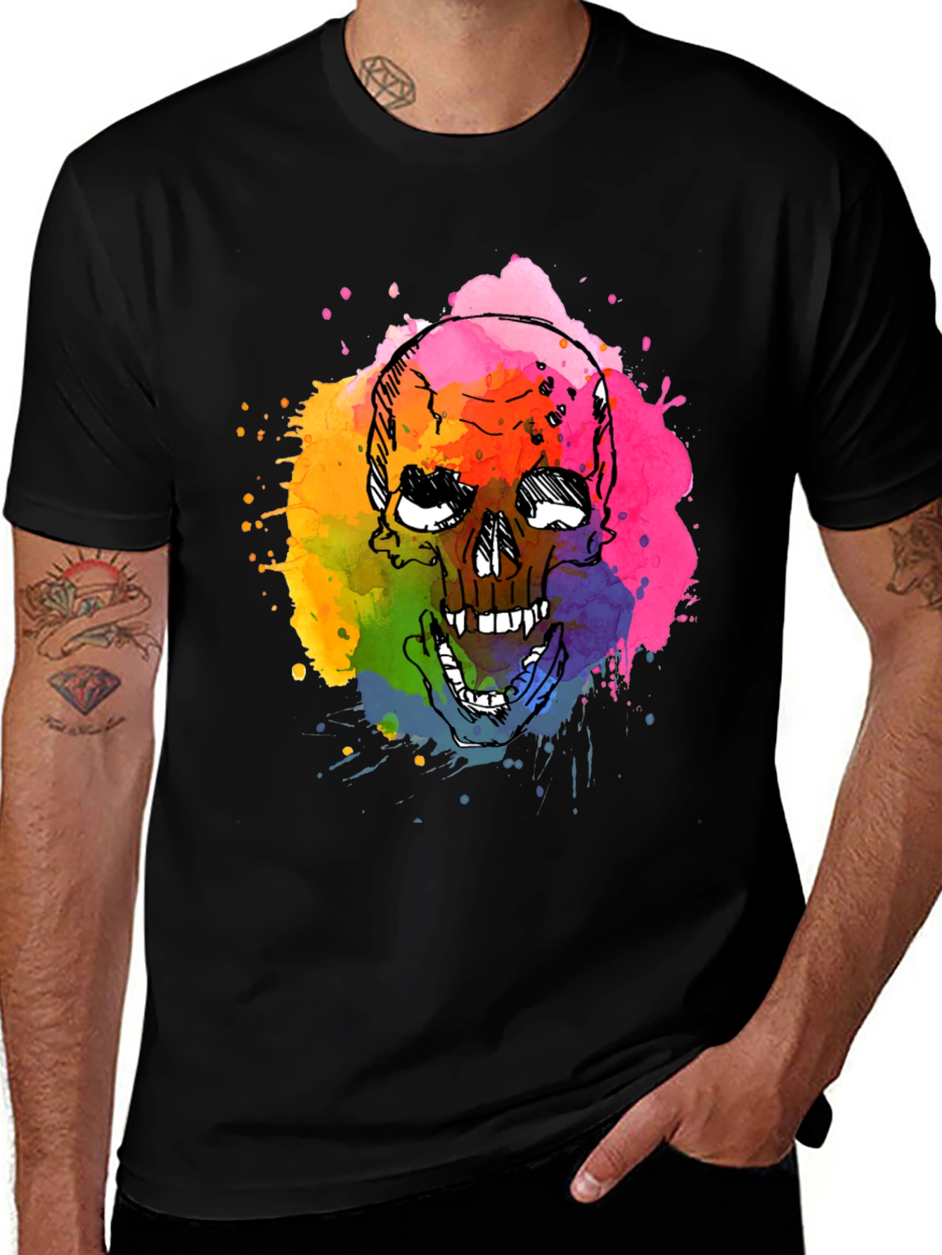 Variant 14 of Watercolor Skull Graphic Tee - Bold & Unique
