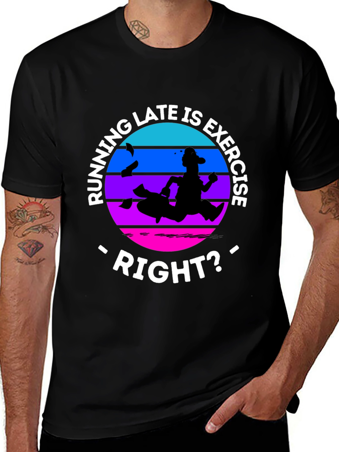 Variant 26 of Funny Running Late Exercise T-Shirt