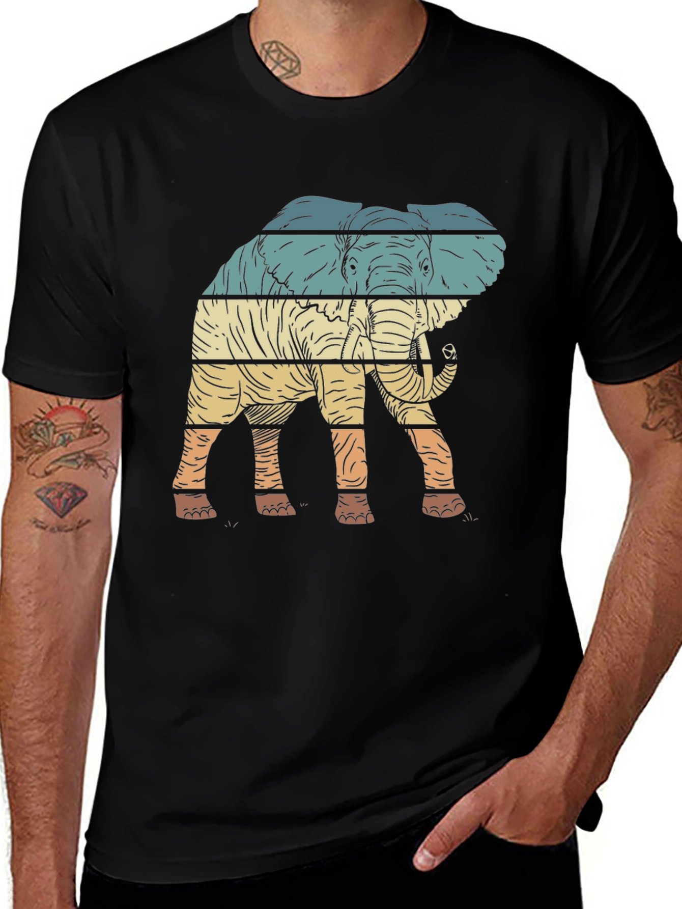 Variant 18 of Retro Elephant Graphic Tee - Stylish Men's T-Shirt