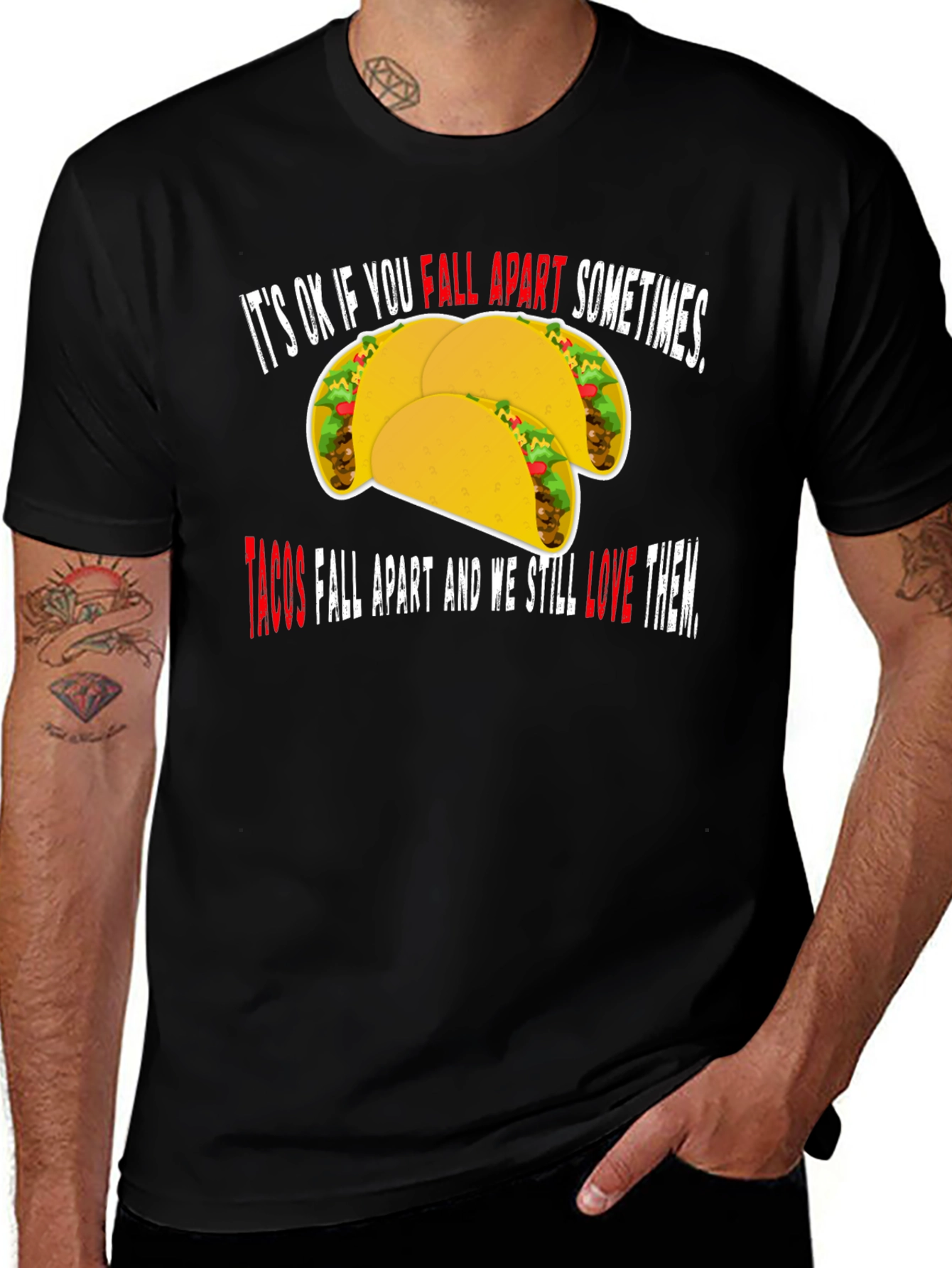 Variant 9 of Funny Taco T-Shirt - It's OK if You Fall Apart Sometimes