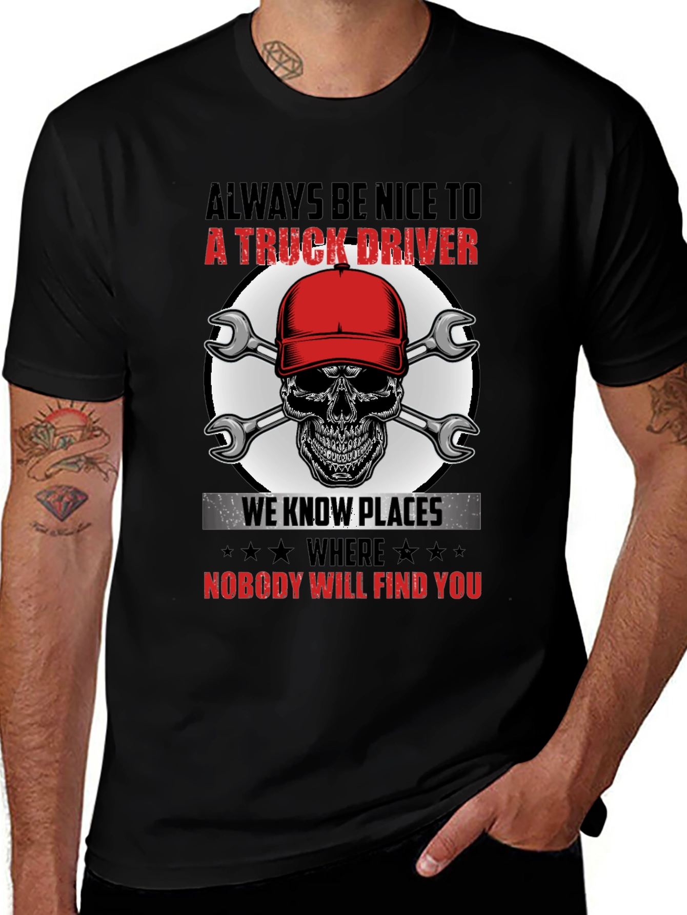 Variant 4 of Truck Driver Skull Graphic Tee - Always Be Nice