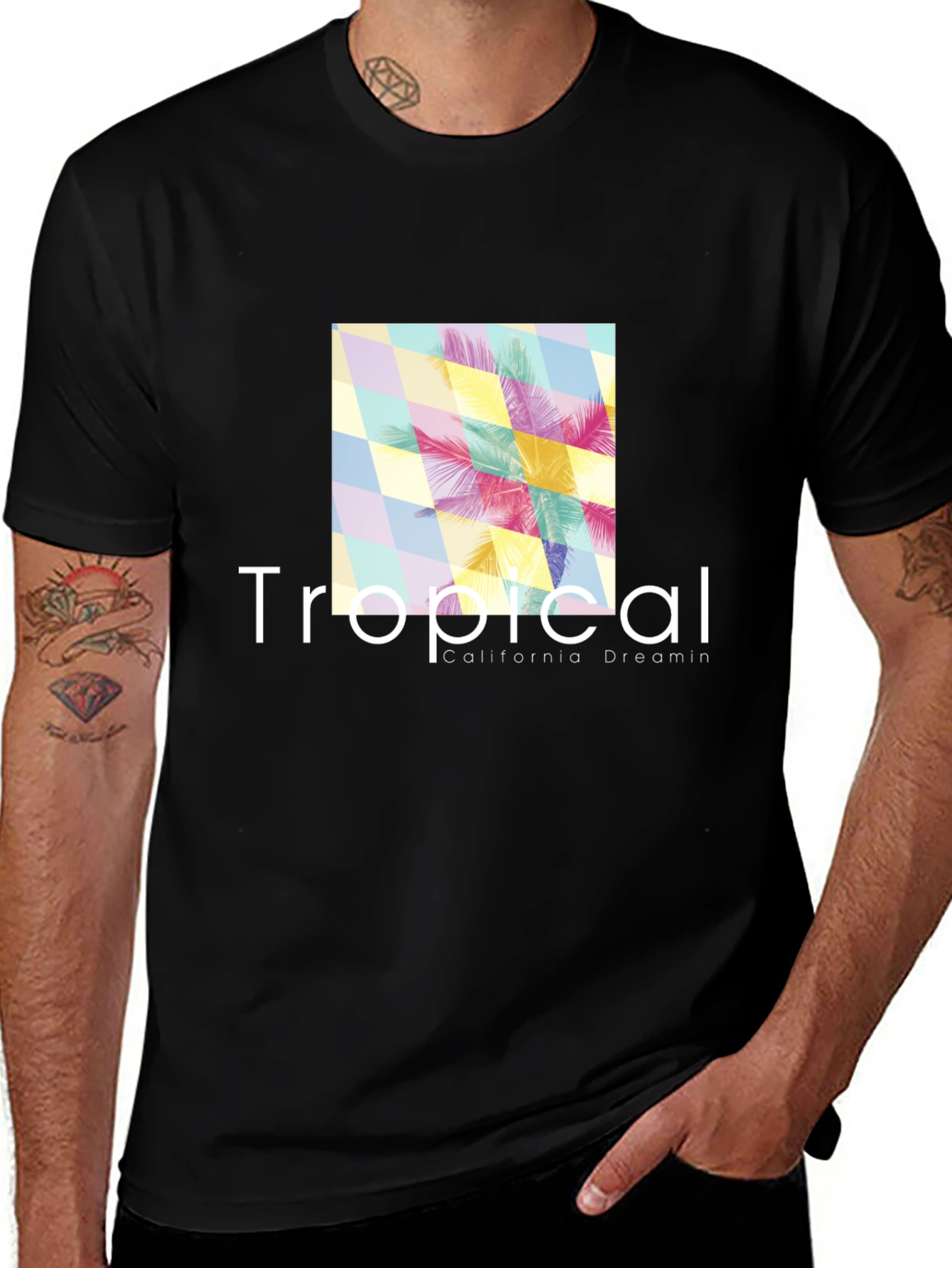 Variant 26 of Tropical California Dreamin' Black T-Shirt