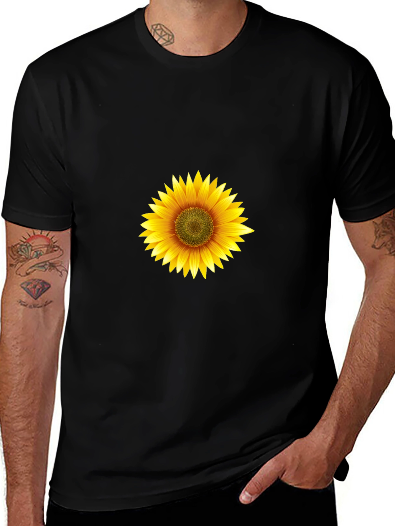 Variant 19 of Sunflower Graphic Black T-Shirt