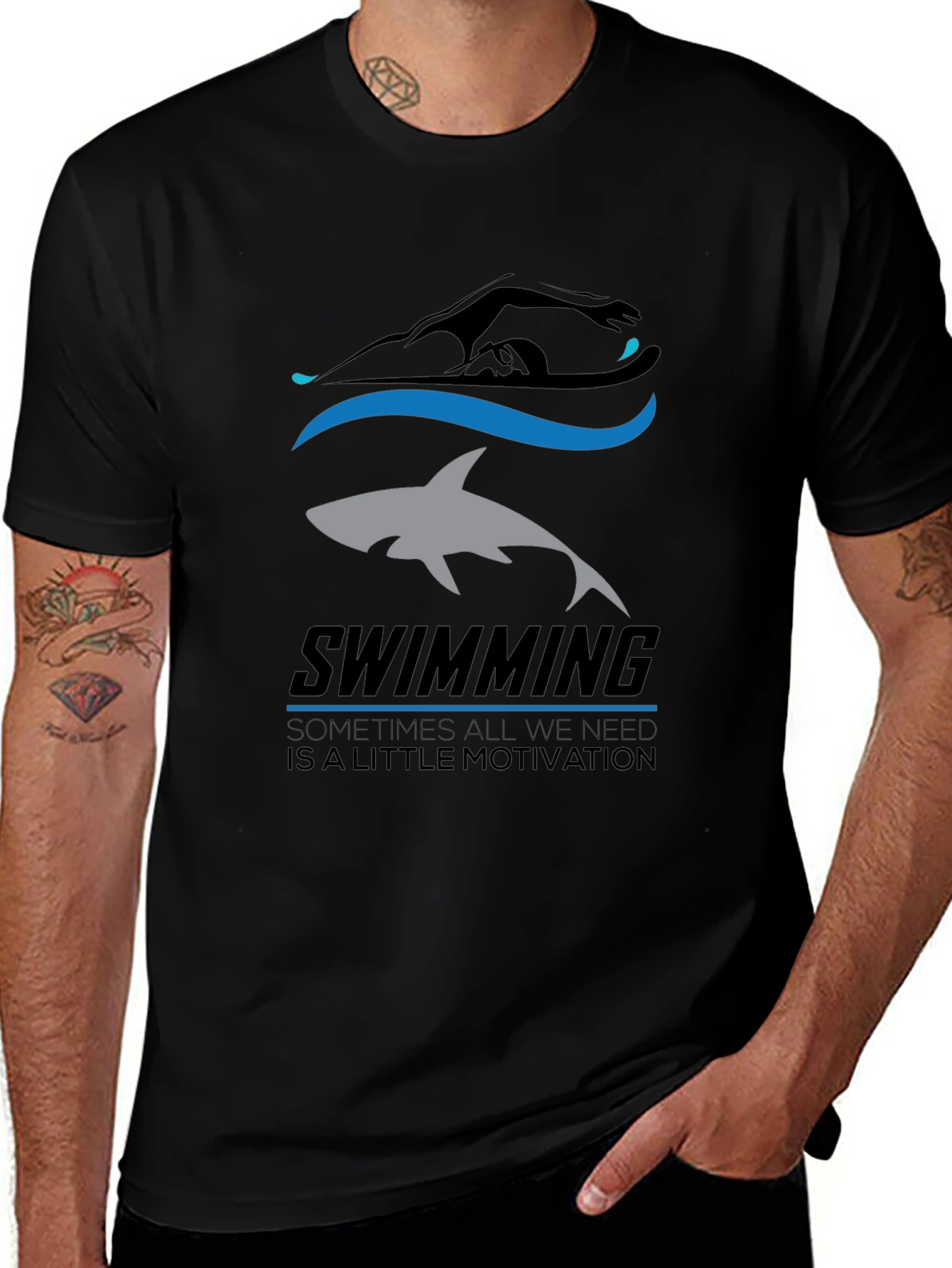 Variant 9 of Motivational Swimming T-Shirt - Shark Design