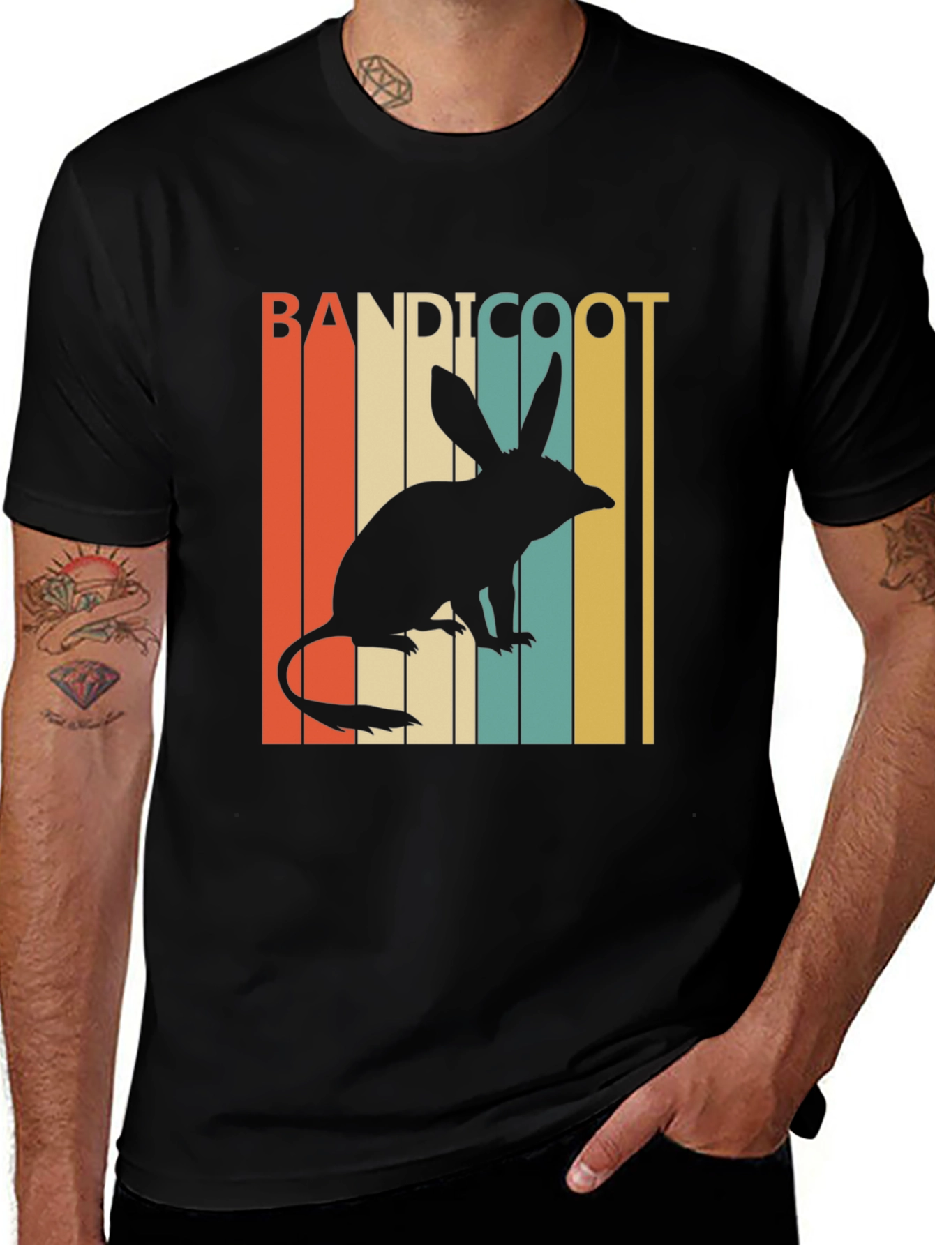 Black Bandicoot Retro Style T-Shirt main image