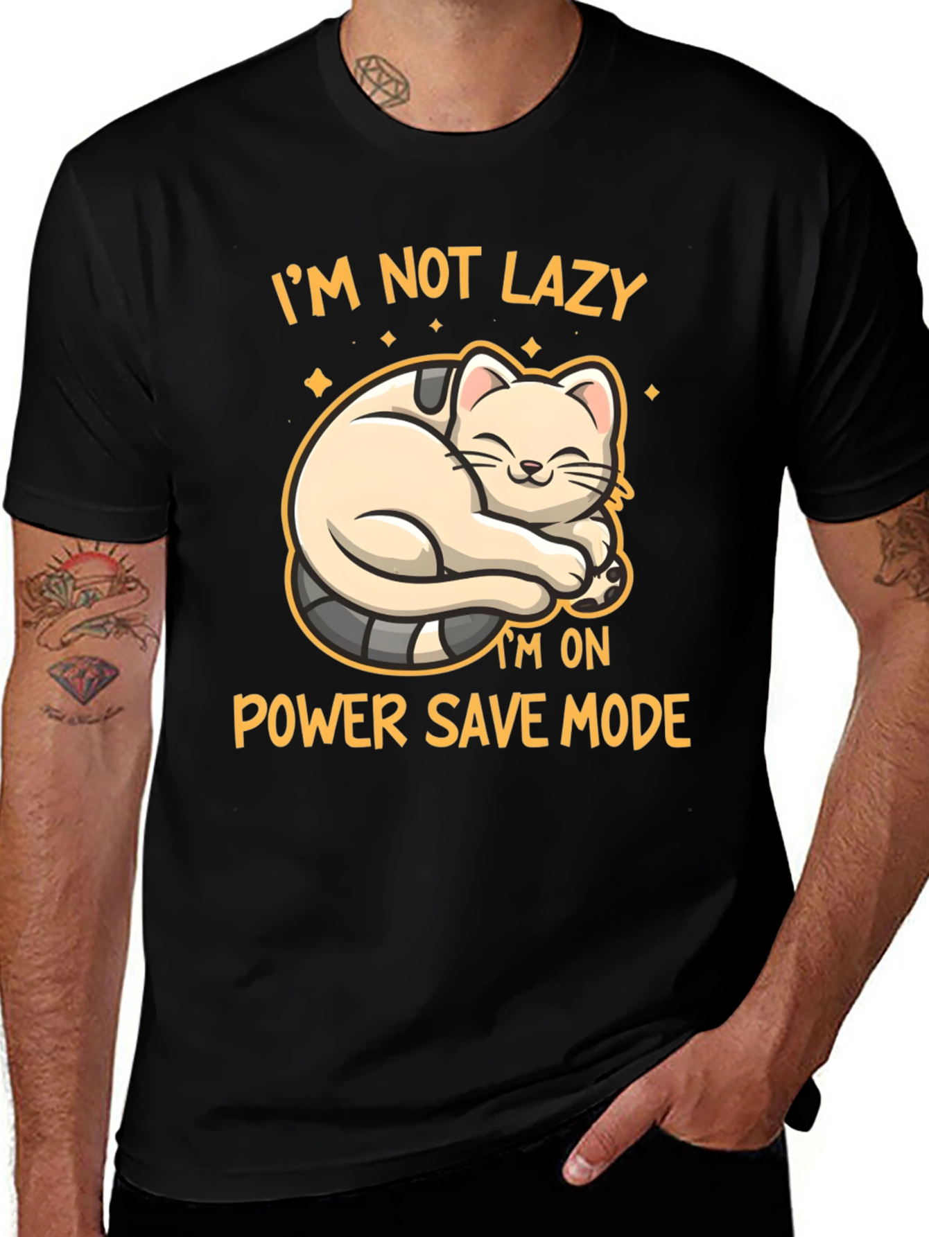 Variant 11 of I'm Not Lazy I'm On Power Save Mode Cat T-Shirt