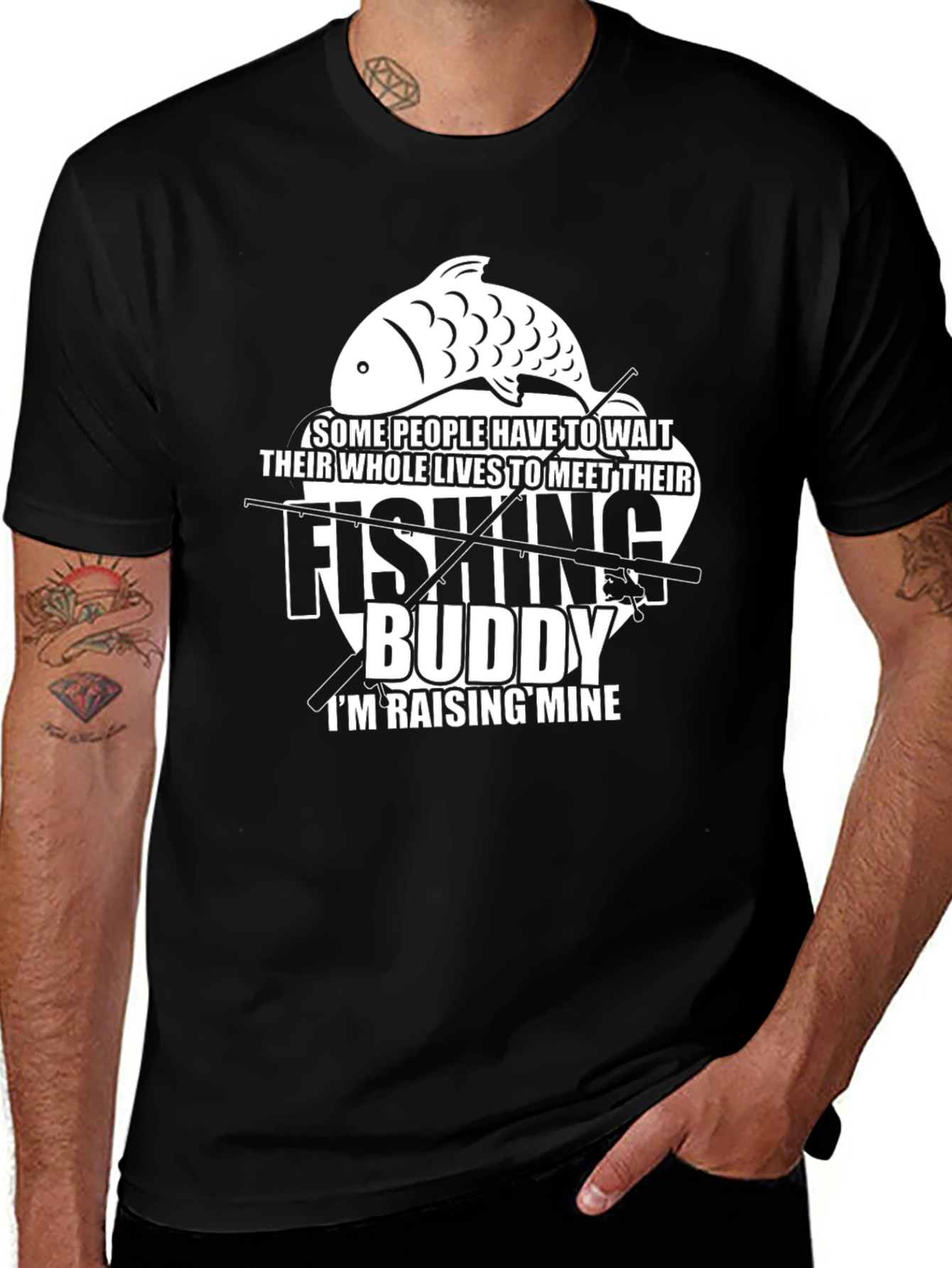 Variant 5 of Fishing Buddy T-Shirt - Raising Mine Black Tee