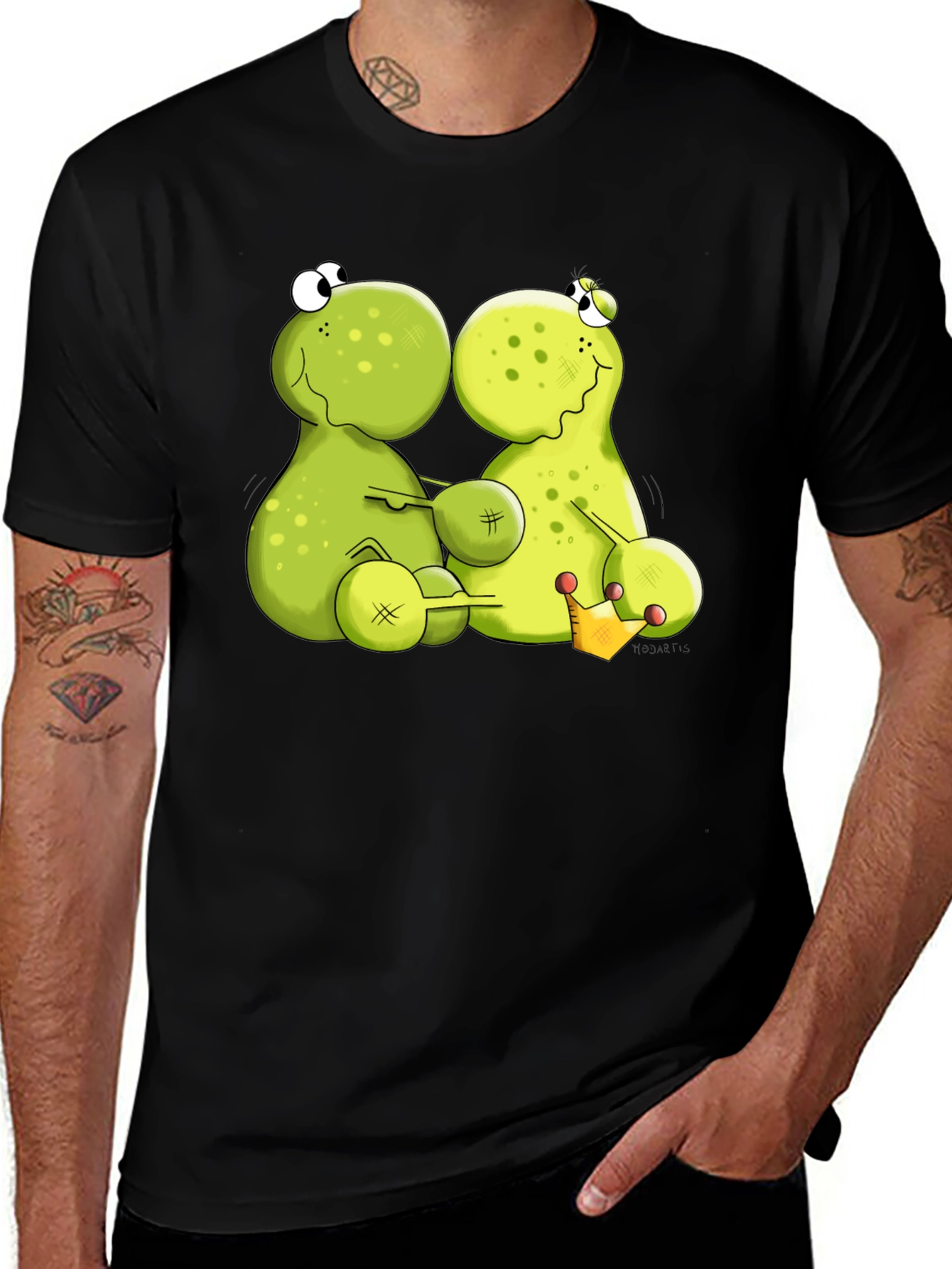 Variant 28 of Funny Frog Cartoon Graphic Black T-Shirt