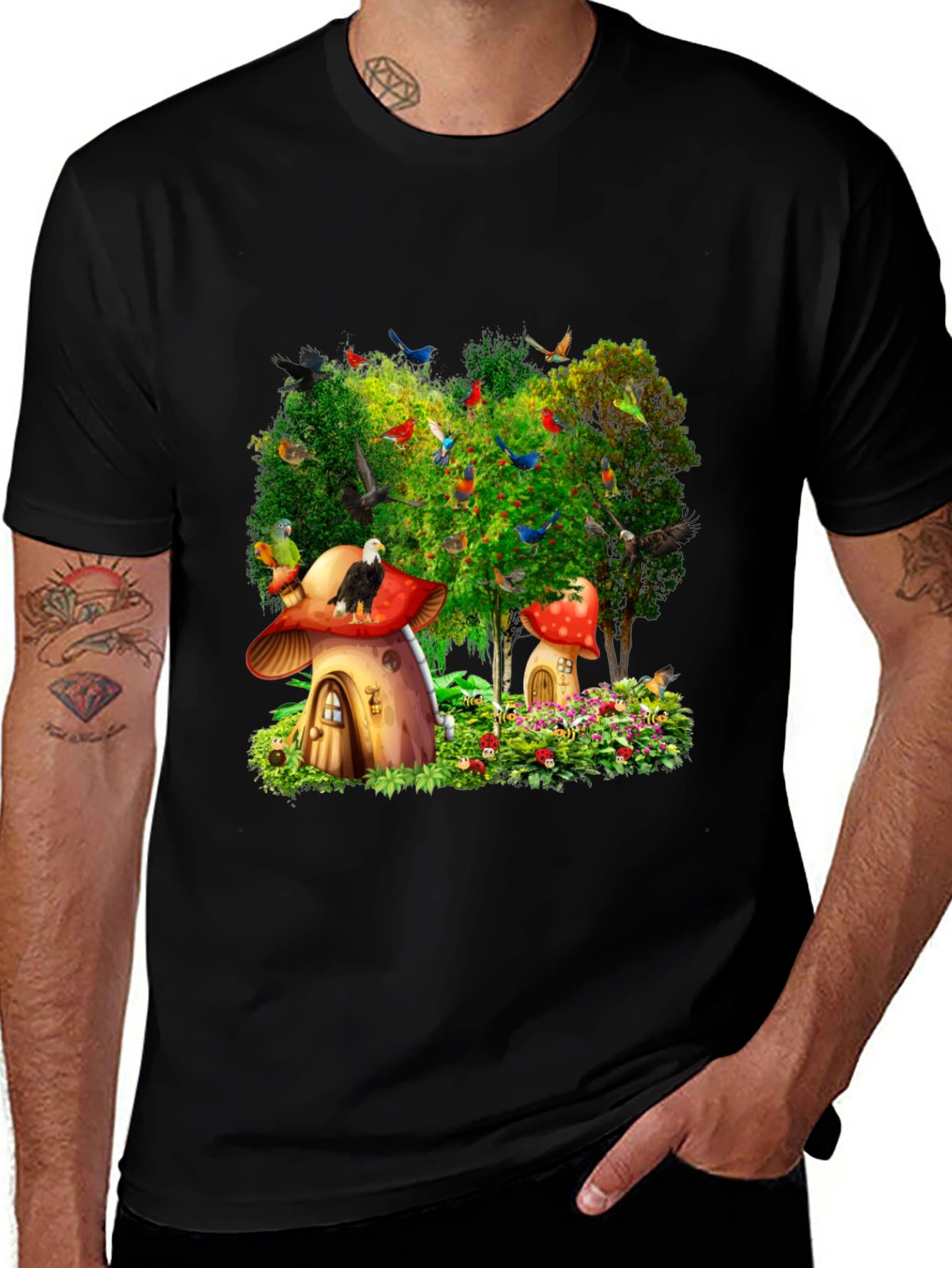 Variant 3 of Whimsical Mushroom House T-Shirt