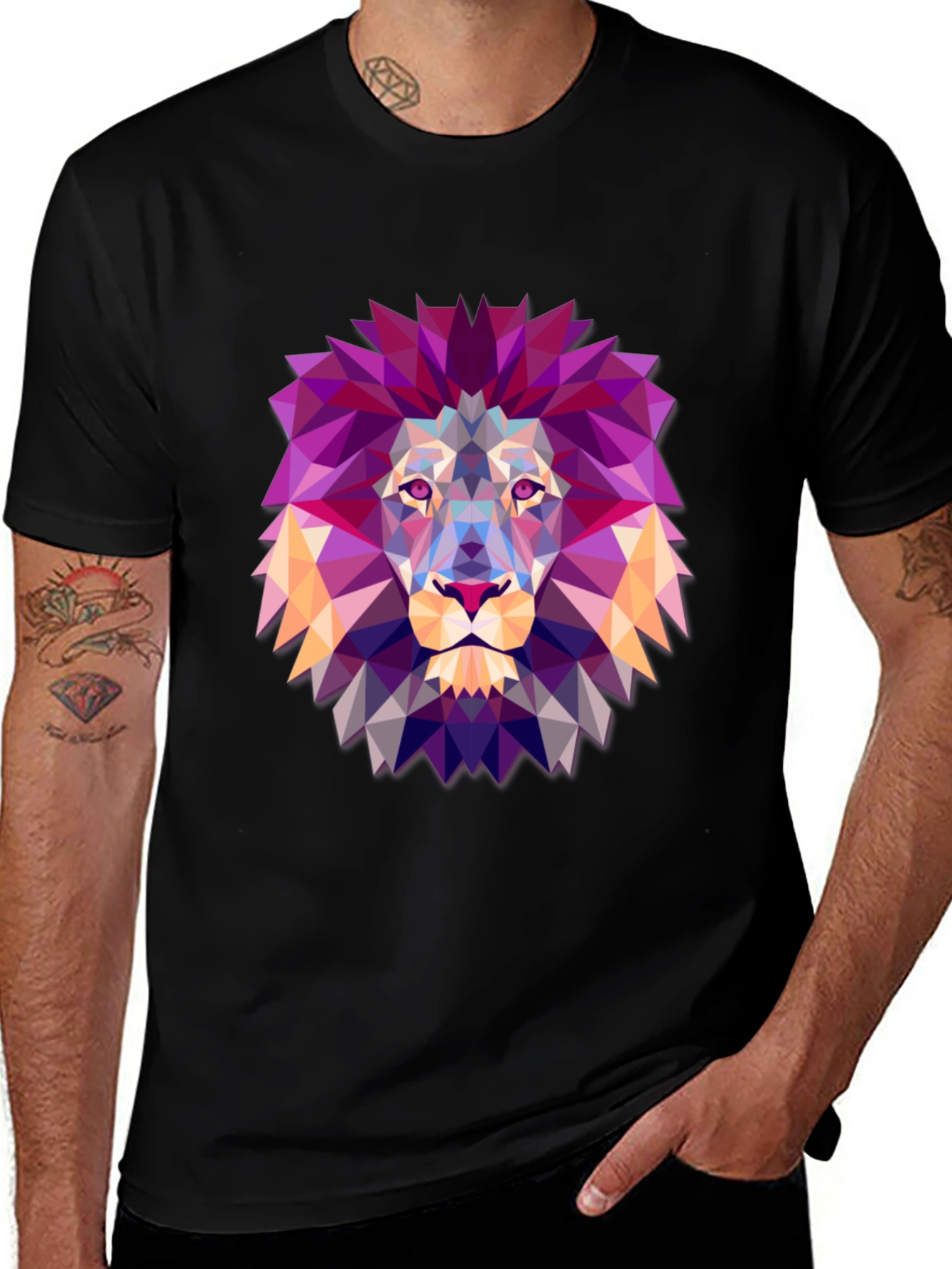 Variant 15 of Geometric Lion Graphic Tee - Modern Art Shirt