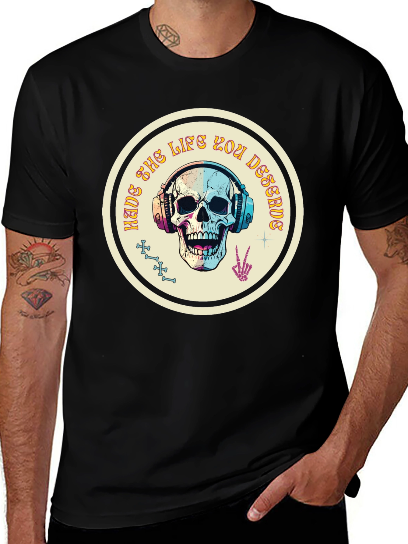 Variant 5 of Skull Headphone Graphic T-Shirt