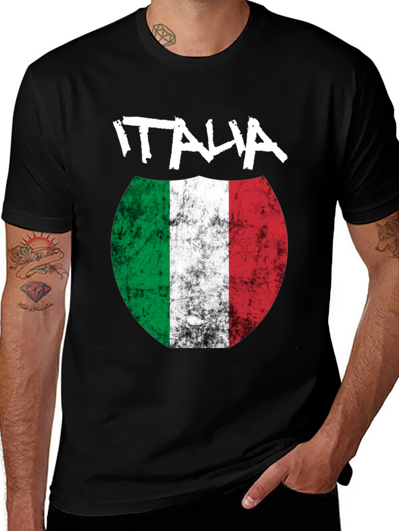Variant 19 of Italia Flag Graphic Tee - Distressed Italian Pride T-Shirt