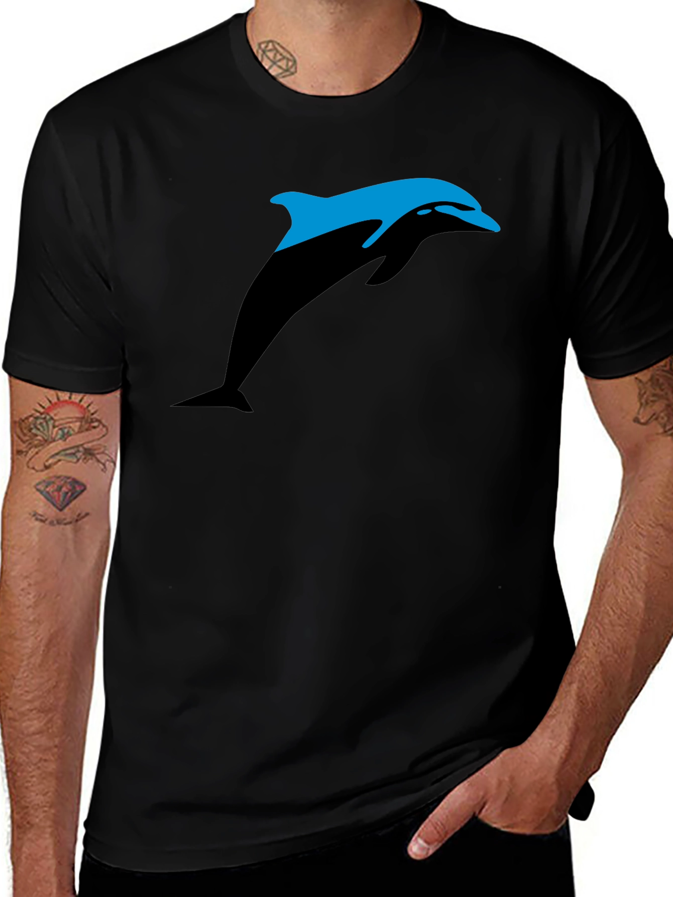 Variant 16 of Black Dolphin Graphic Tee - Stylish Men's Casual Shirt