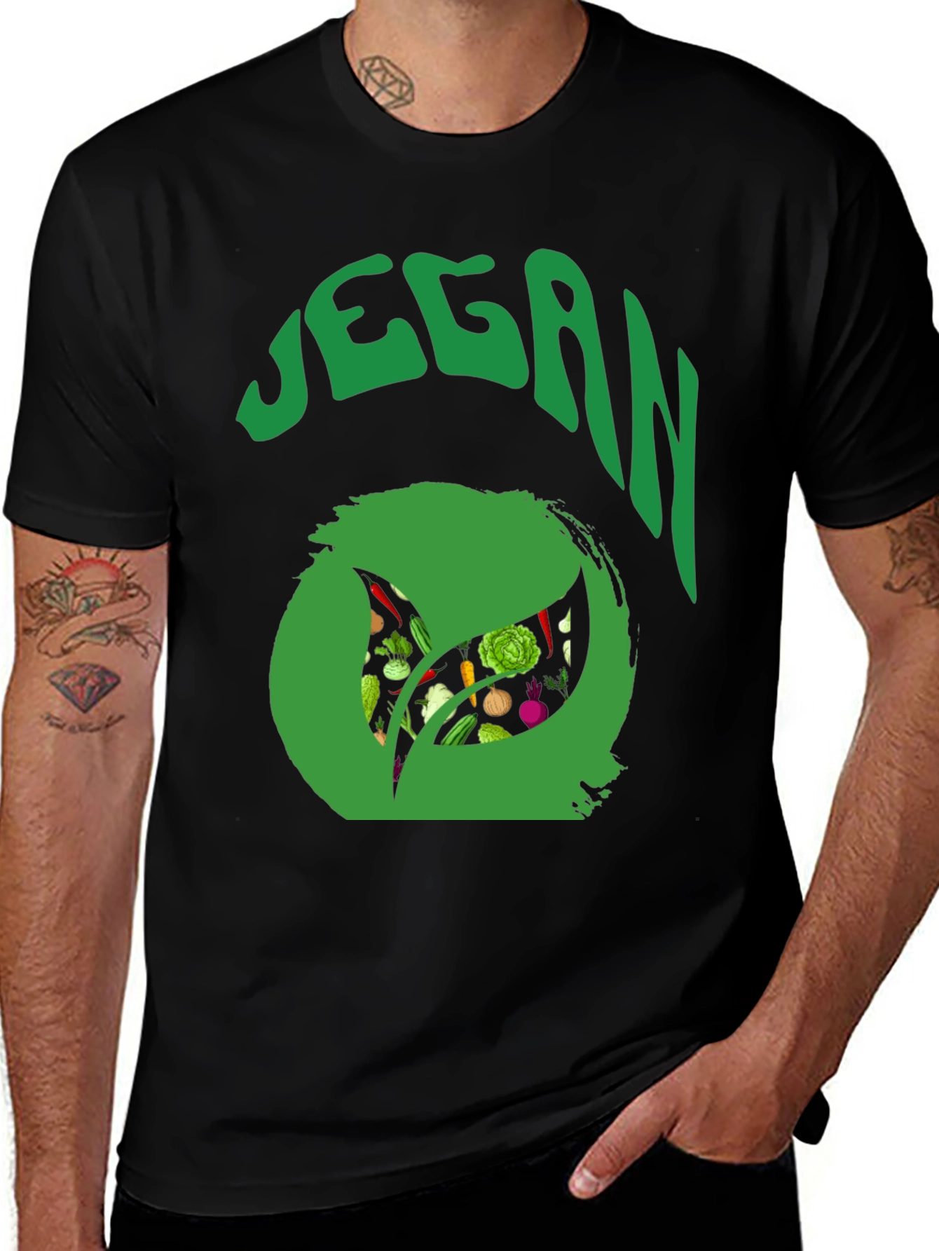 Variant 12 of Vegan T-Shirt - Green Leaf Design