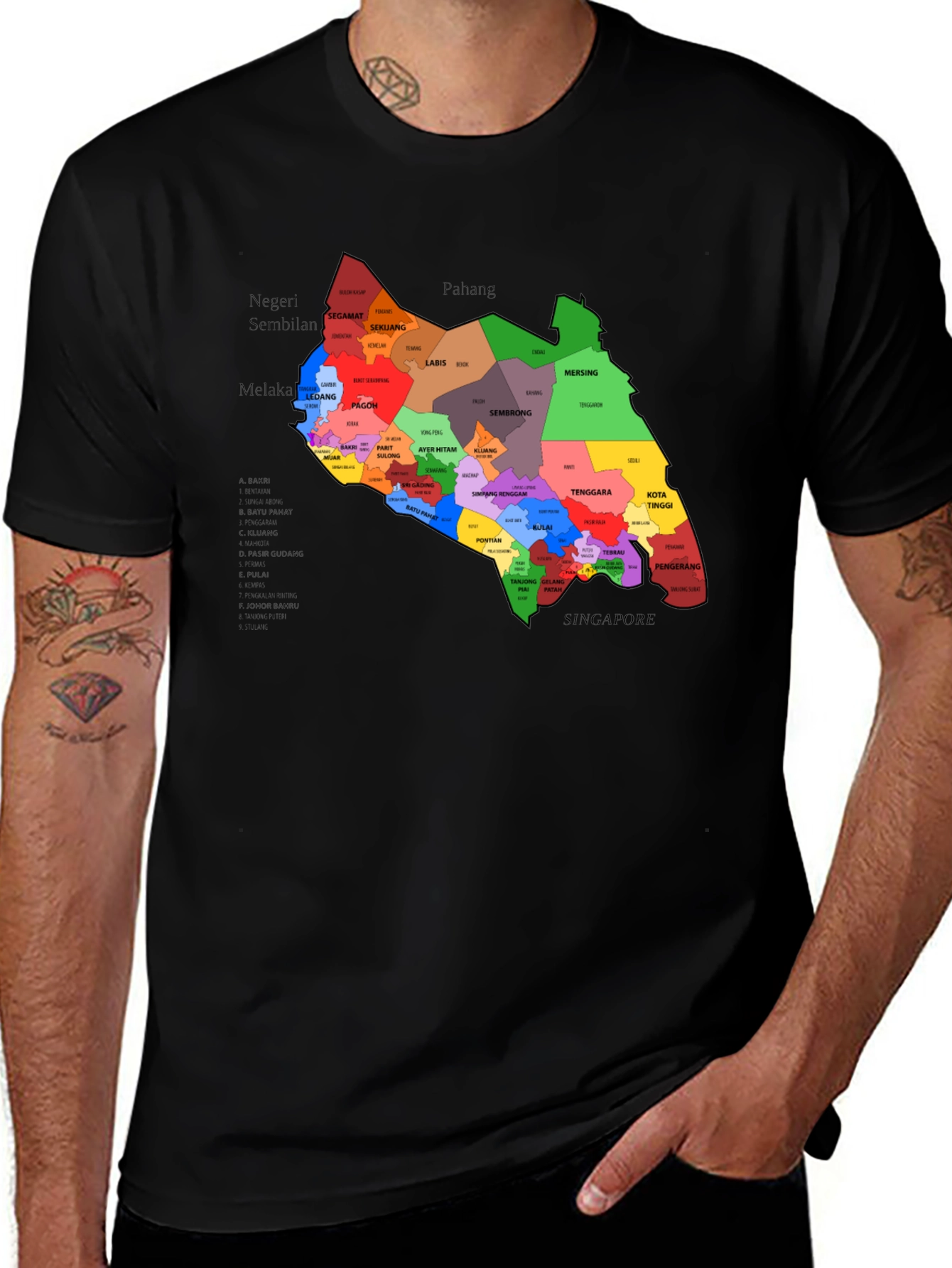 Malaysia State Map Graphic Tee - Black