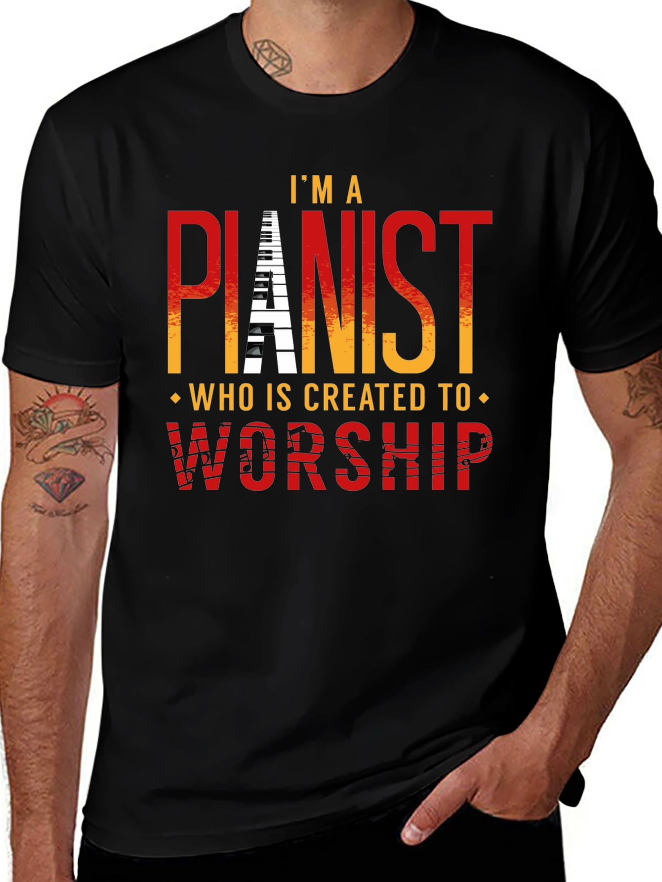 Variant 8 of Pianist Worship Graphic T-Shirt