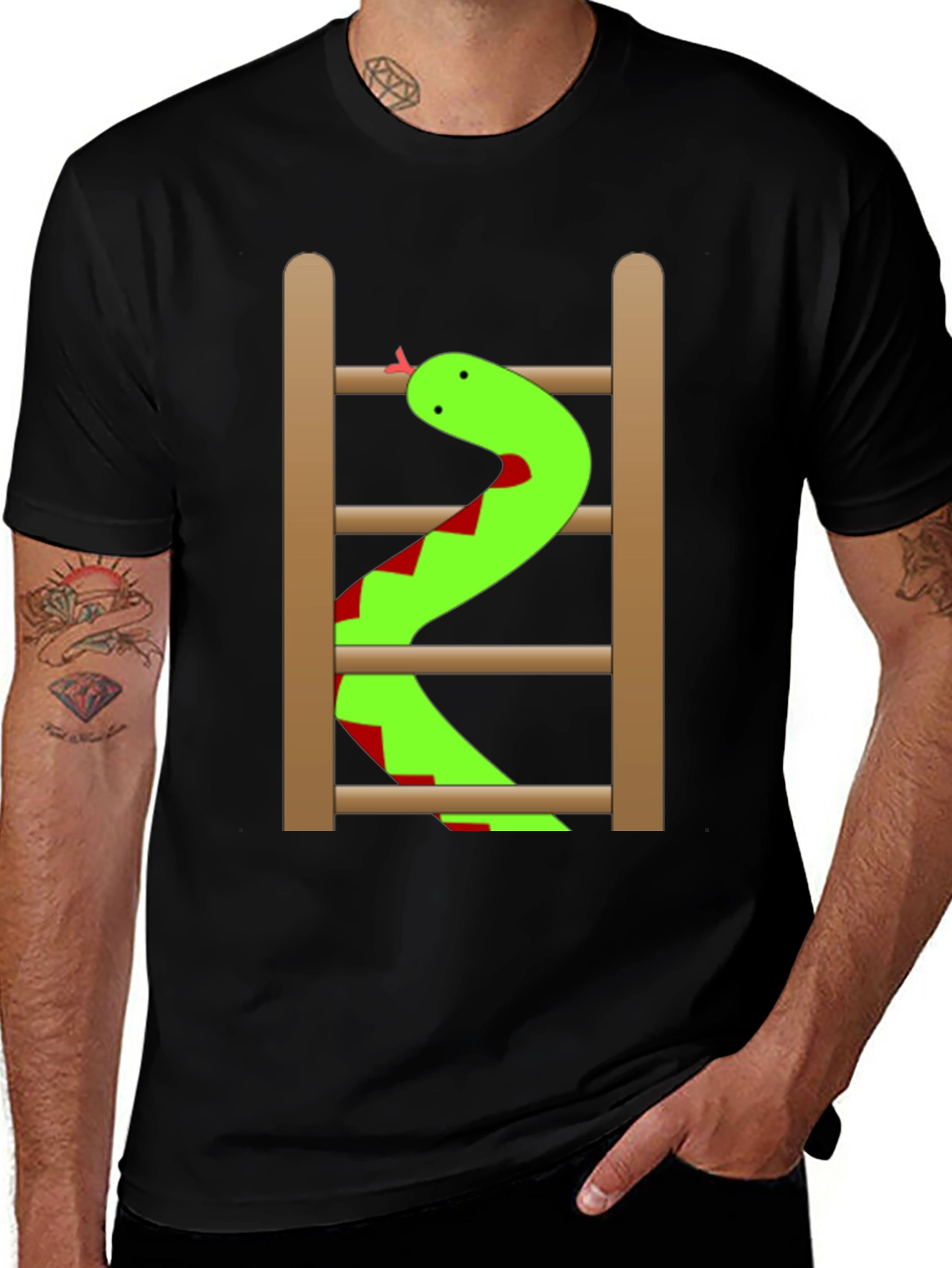 Variant 13 of Snake Ladder Funny Graphic Tee - Black