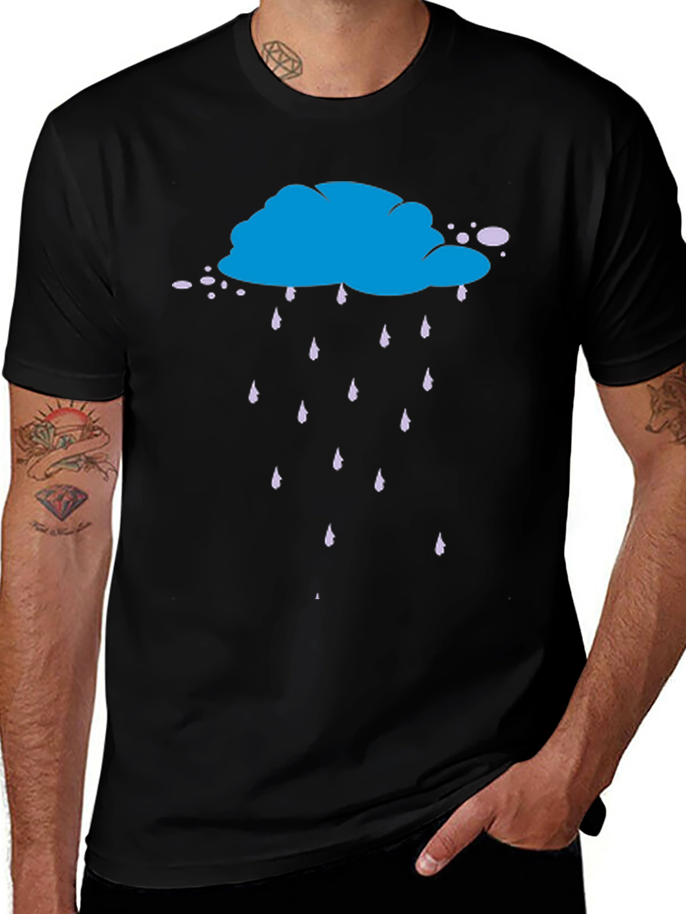 Variant 2 of Rain Cloud Graphic T-Shirt - Black Crew Neck Tee