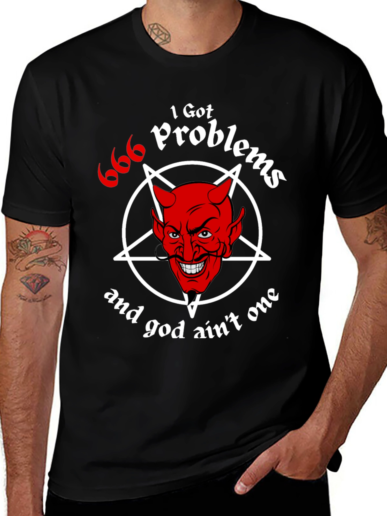 Variant 29 of I Got 666 Problems Funny Devil Graphic Tee