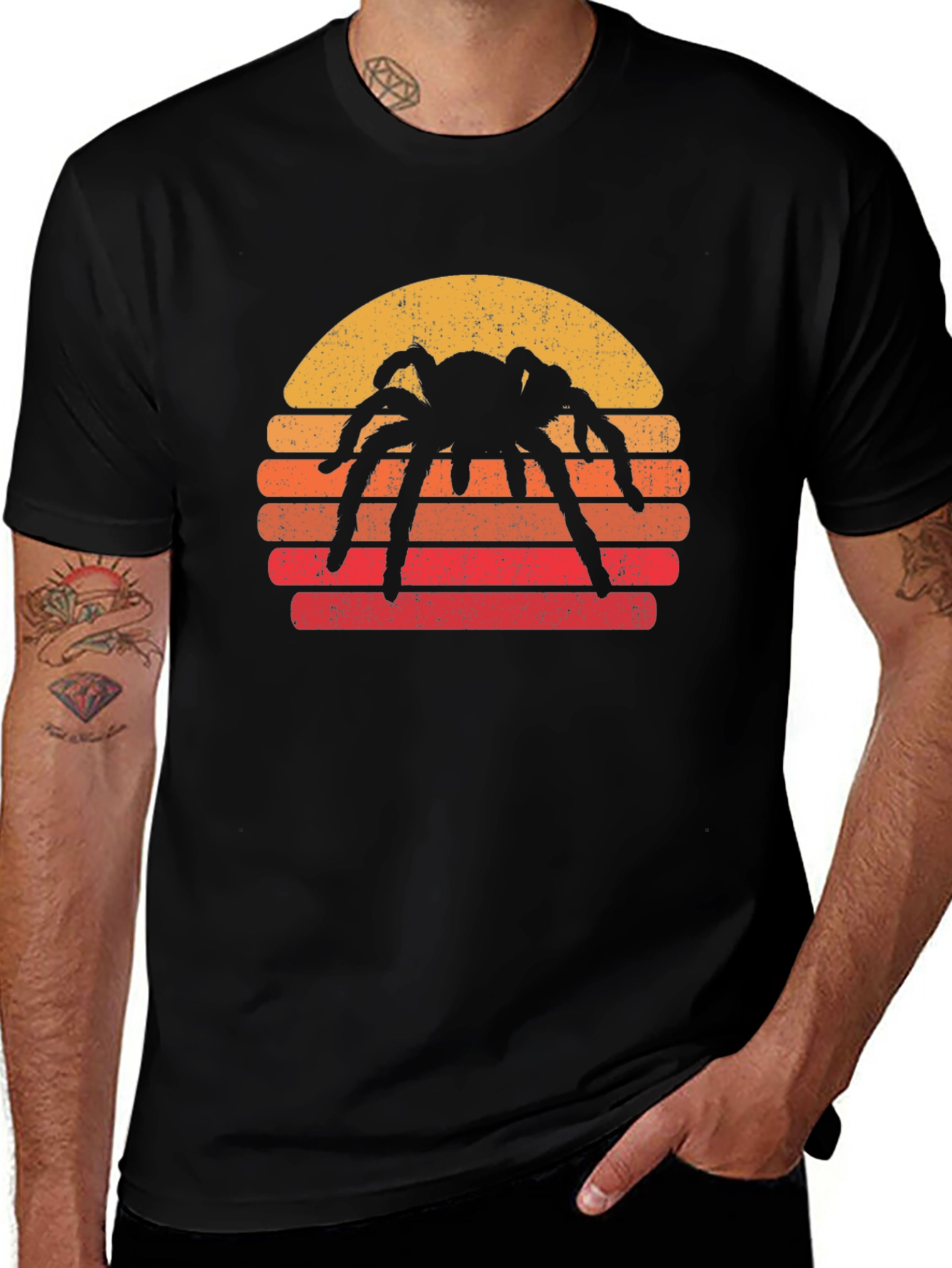 Variant 24 of Spider Sunset Graphic T-Shirt - Retro Halloween Tee