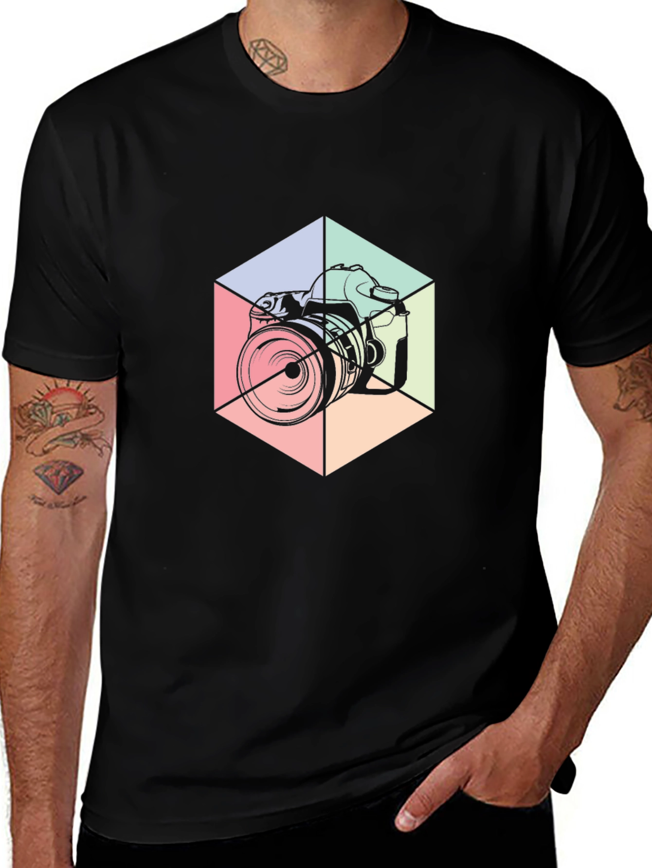 Variant 17 of Retro Camera Graphic Tee - Black Cotton T-Shirt