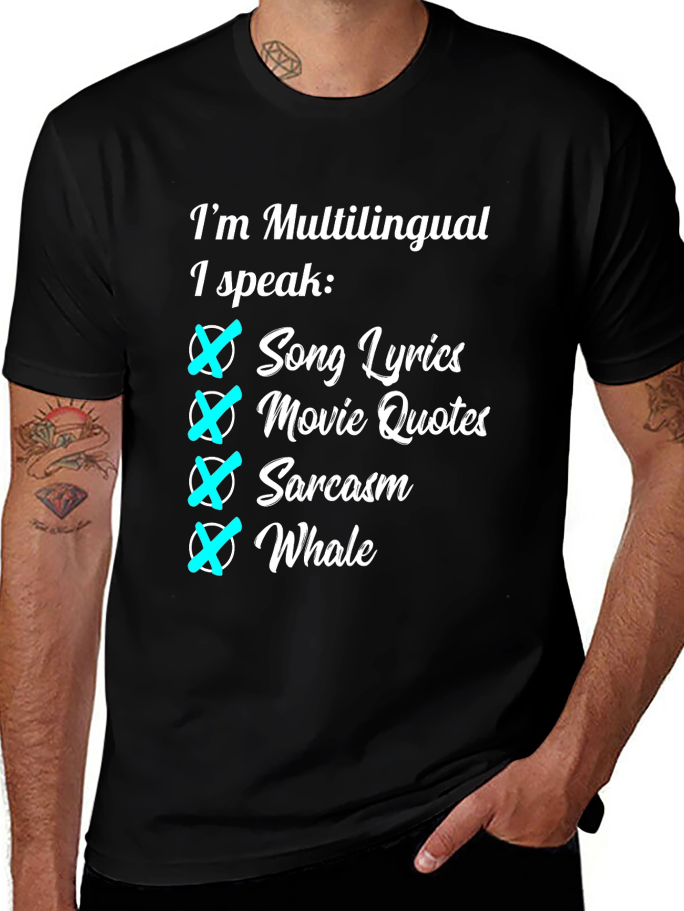 Variant 24 of Multilingual Funny Novelty T-Shirt