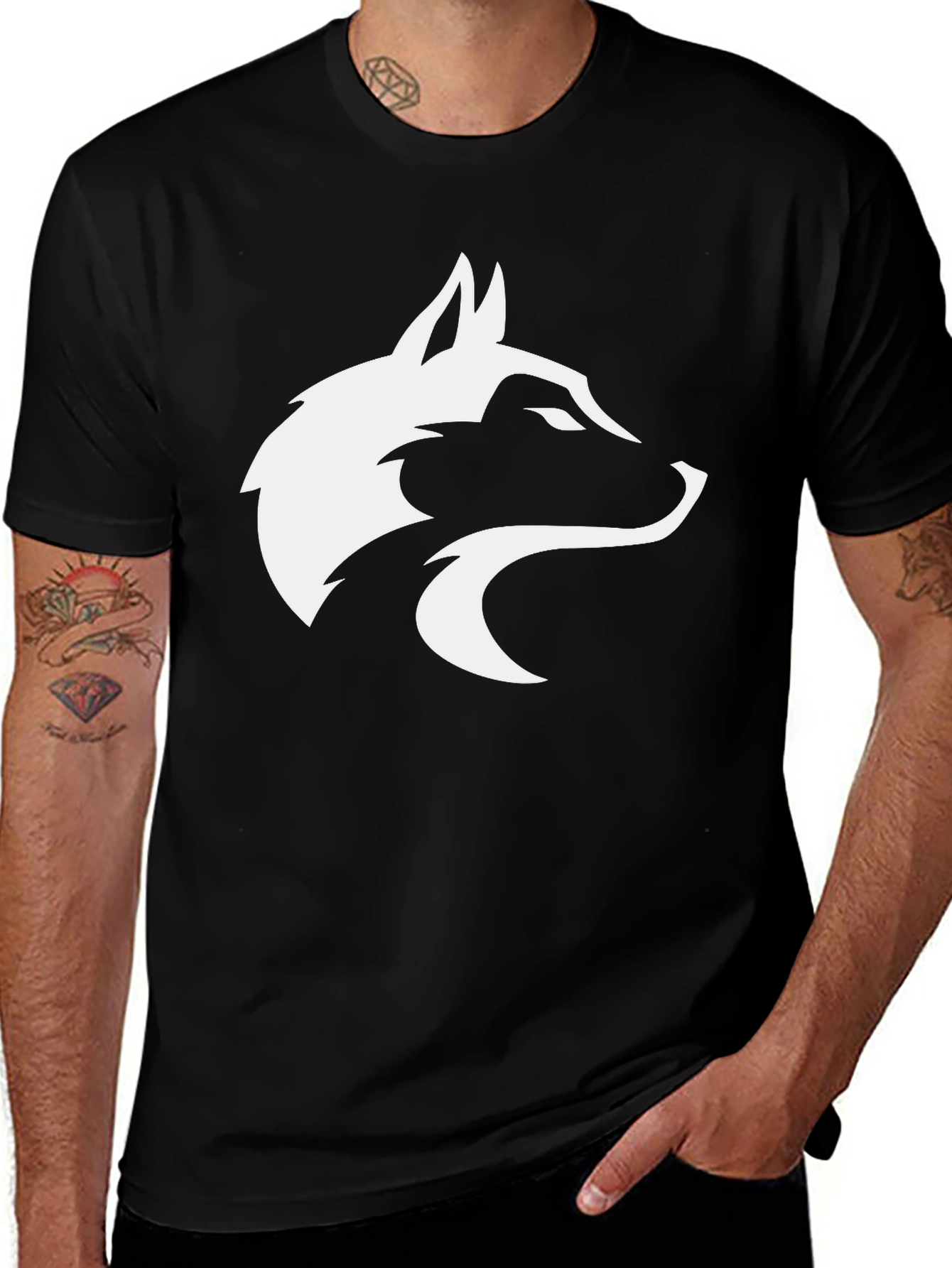 Variant 16 of Black Wolf Graphic Tee - Stylish Men's T-Shirt