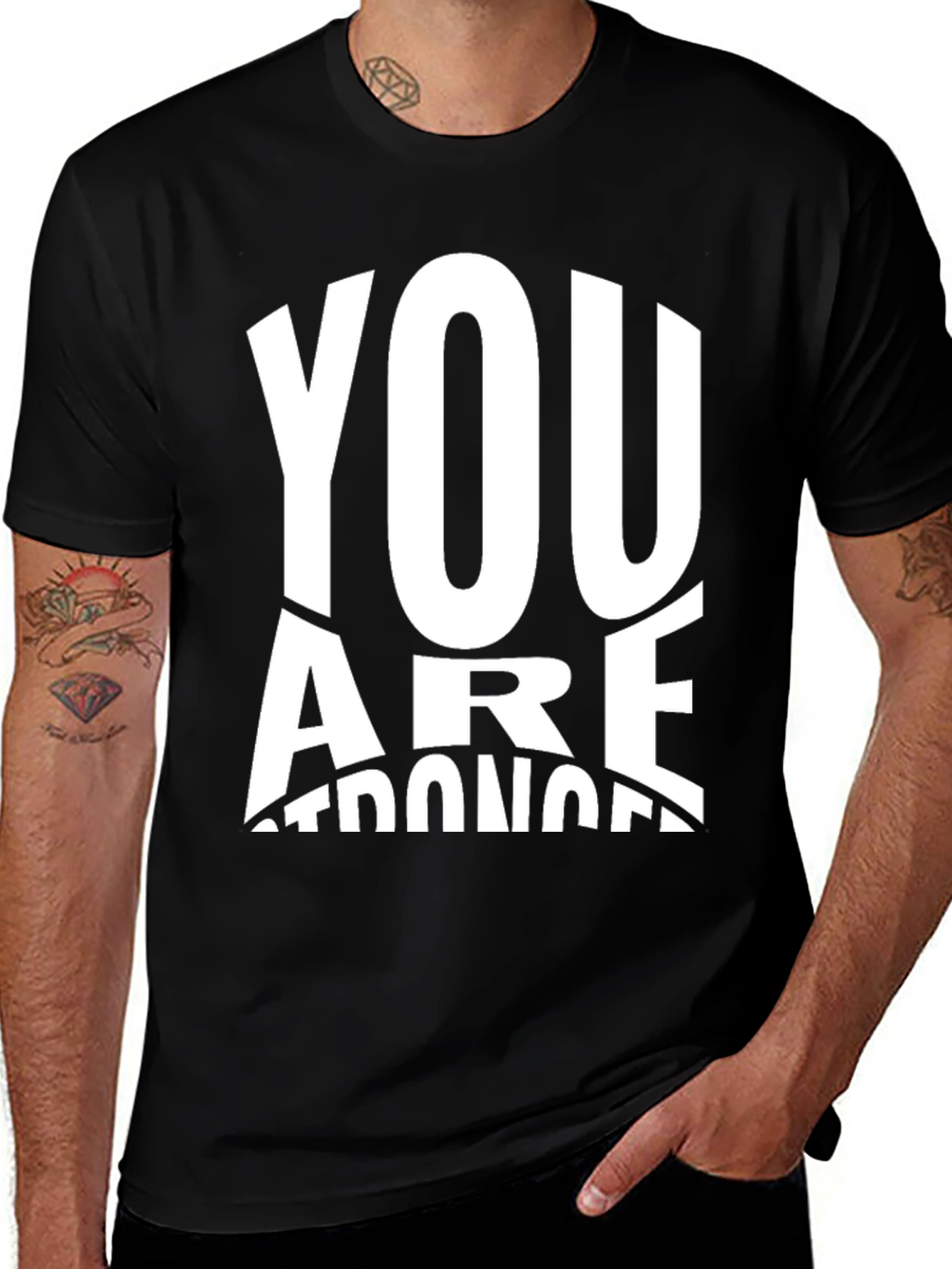 Variant 13 of You Are Stronger Graphic Tee - Motivational Black T-Shirt