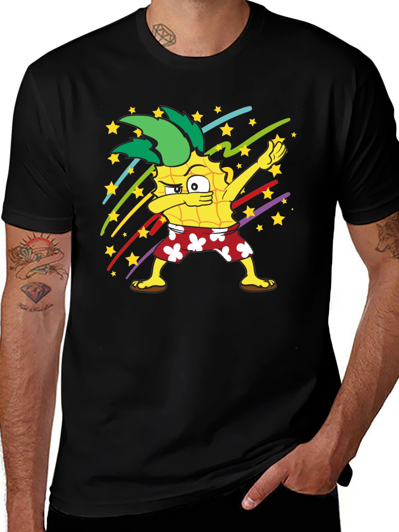 Variant 29 of Dabbing Pineapple Graphic T-Shirt - Fun Summer Style