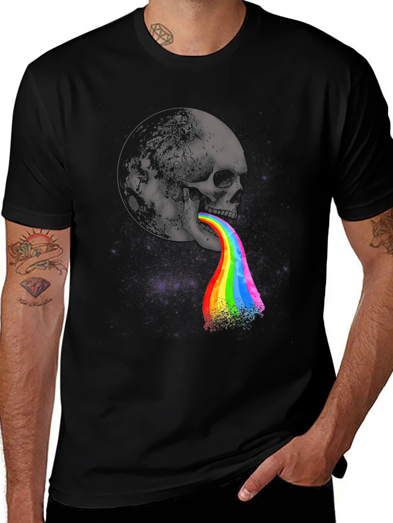 Variant 20 of Skull Moon Rainbow Graphic Tee
