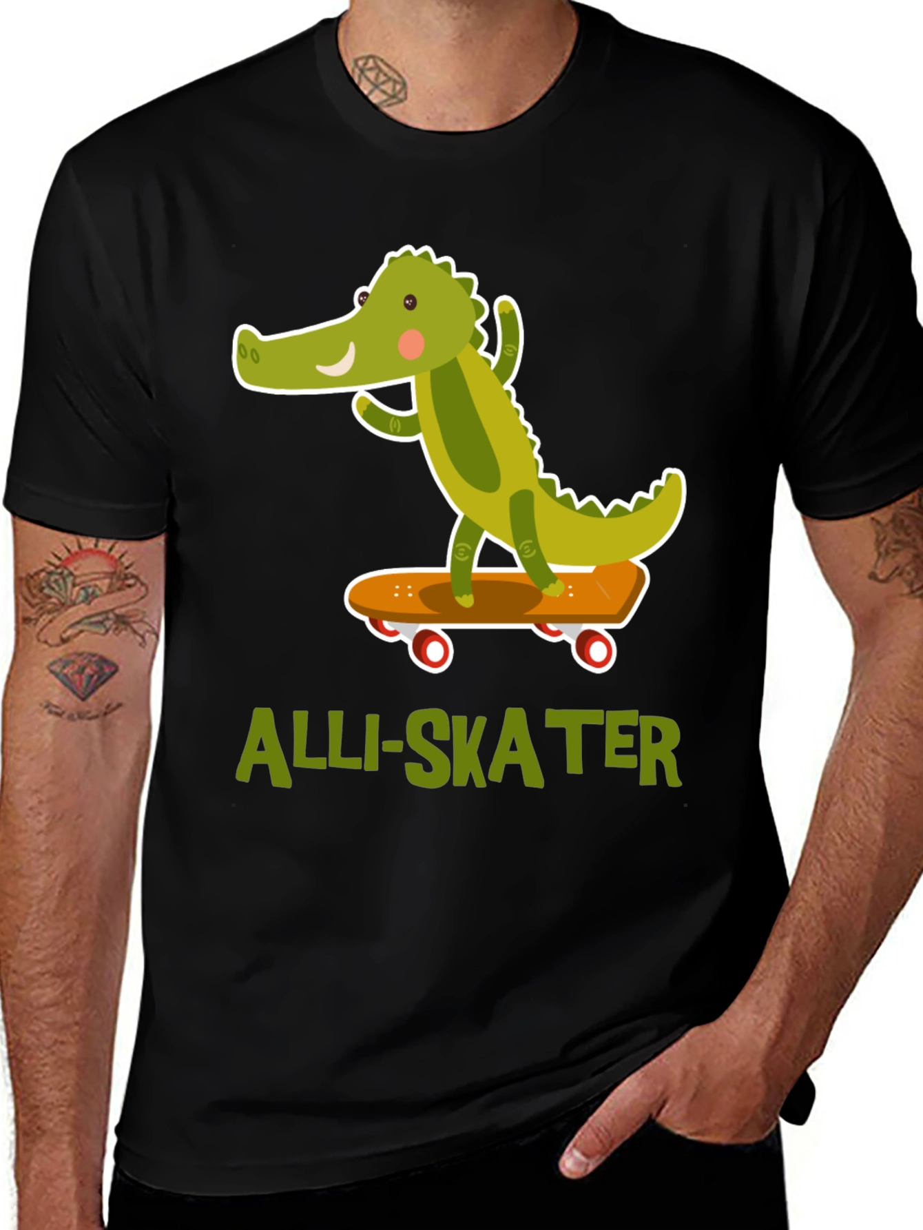 Alli-Skater T-Shirt - Cute Crocodile Design