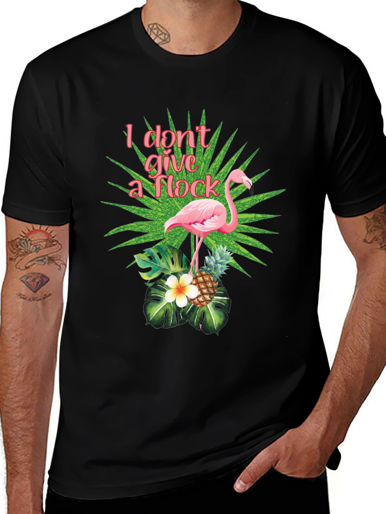 Variant 3 of Tropical Flamingo T-Shirt - I Don't Give a Flock