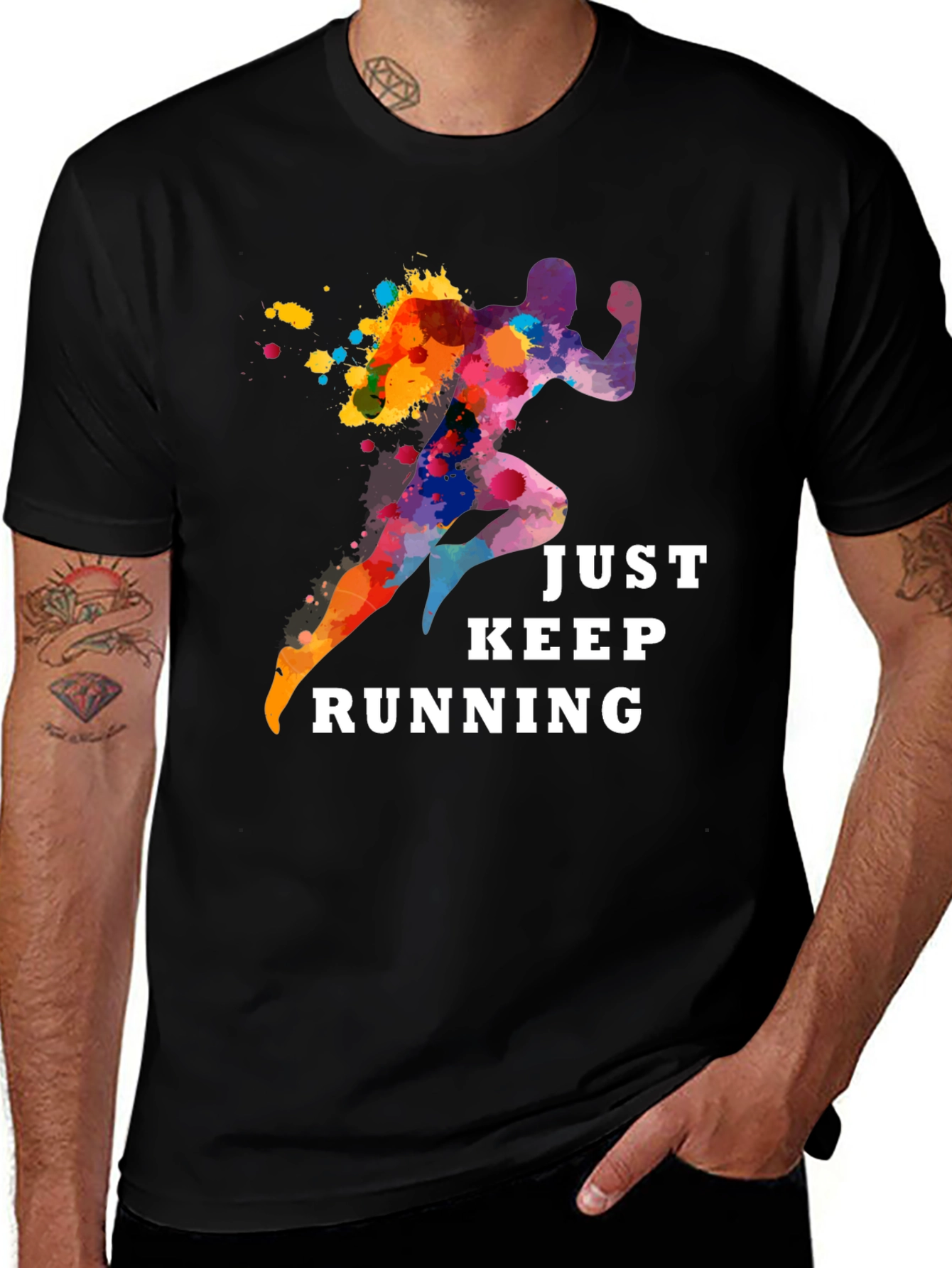 Variant 7 of Just Keep Running Graphic Tee - Black