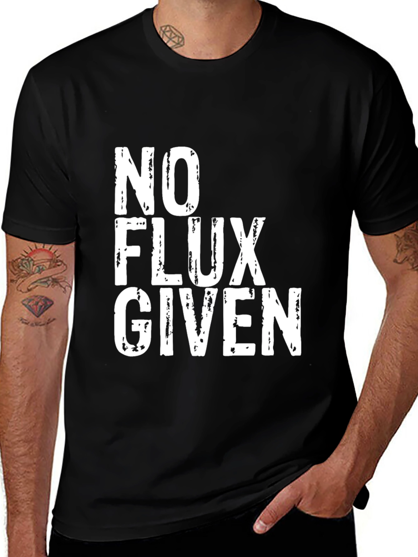 Variant 20 of No Flux Given Graphic T-Shirt - Black Cotton Tee