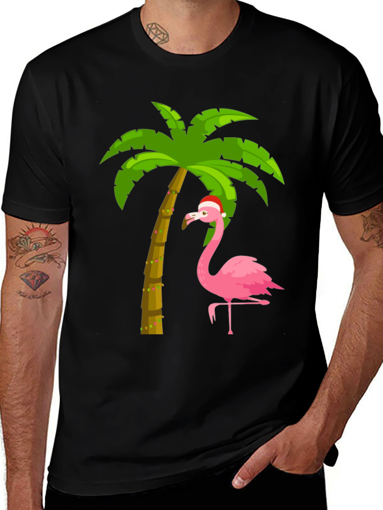Variant 30 of Festive Flamingo Palm Tree T-Shirt